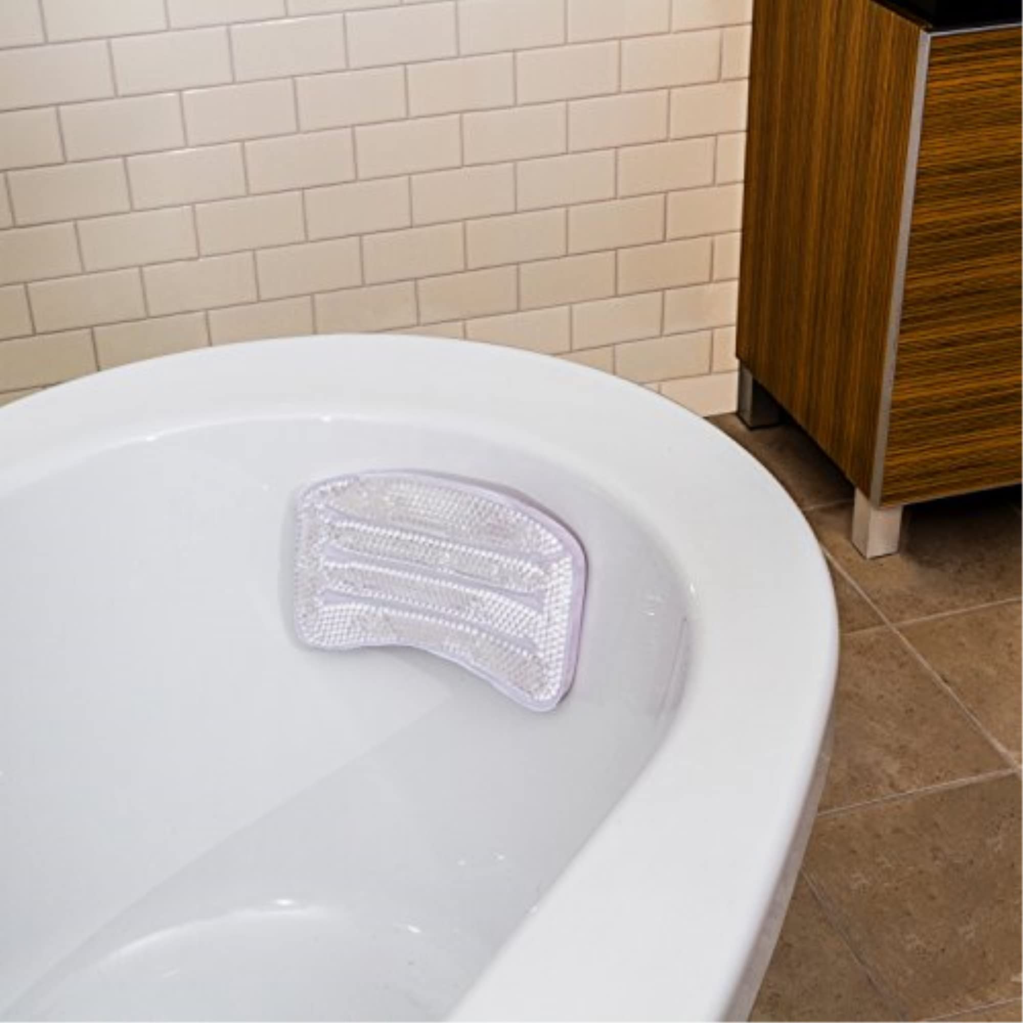Splash Home Gel-B Non Slip Bath Pillow Luxurious Cushion Spa For Bathtub, Hot Tub, Jacuzzi, With 2 Strong Suction Cups, Supports