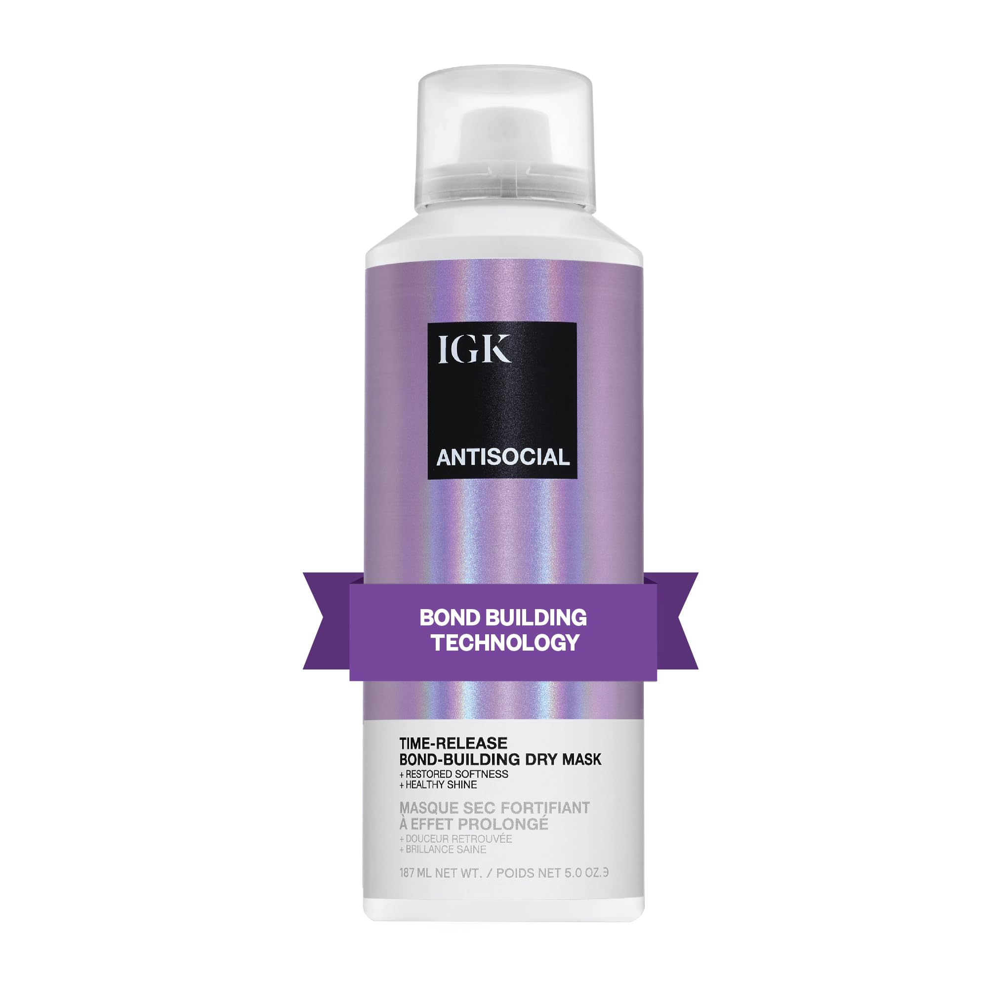 IGK Antisocial Bond-Building Dry Hair Mask, overnight dry hair mask for damaged hair, revive healthy hair, hair treatment, produ