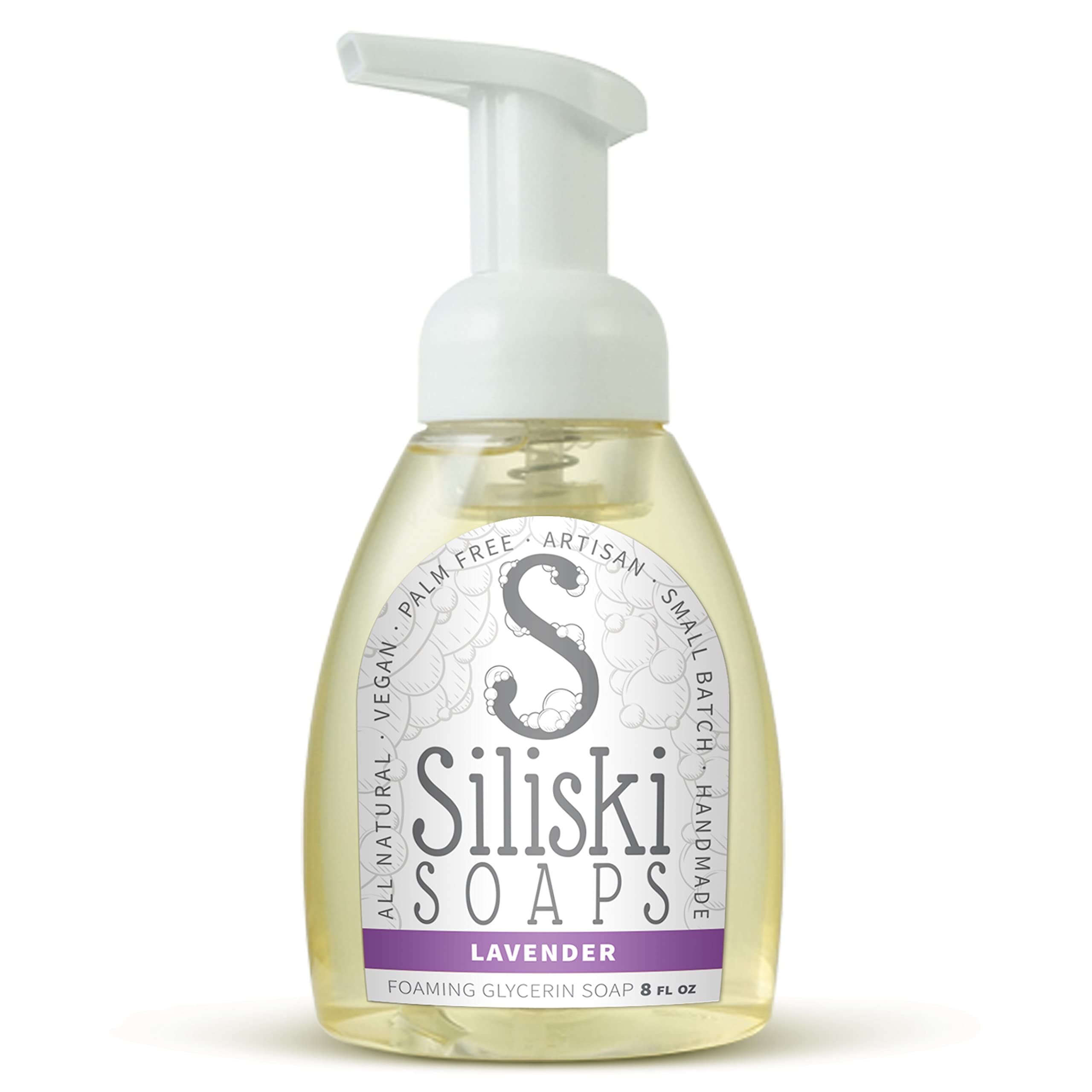 Simple Skincare By Siliski Foaming Glycerin Soap, All Natural, Vegan And Palm Free - Lavender, 8 Fl Oz
