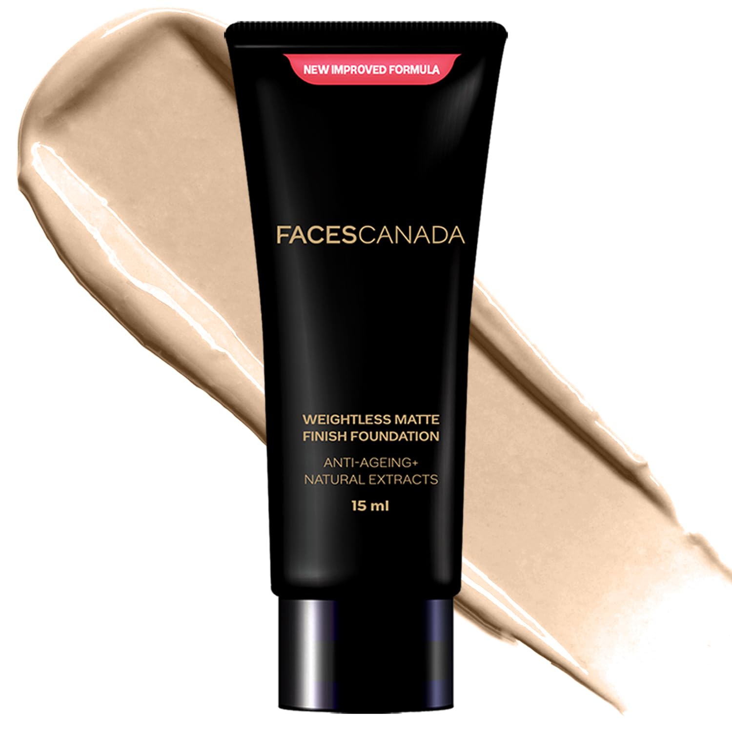 Facescanada Weightless Matte Finish Foundation  Medium Natural, 15Ml | Lightweight | Natural Finish | AntiAgeing | NonClog Po