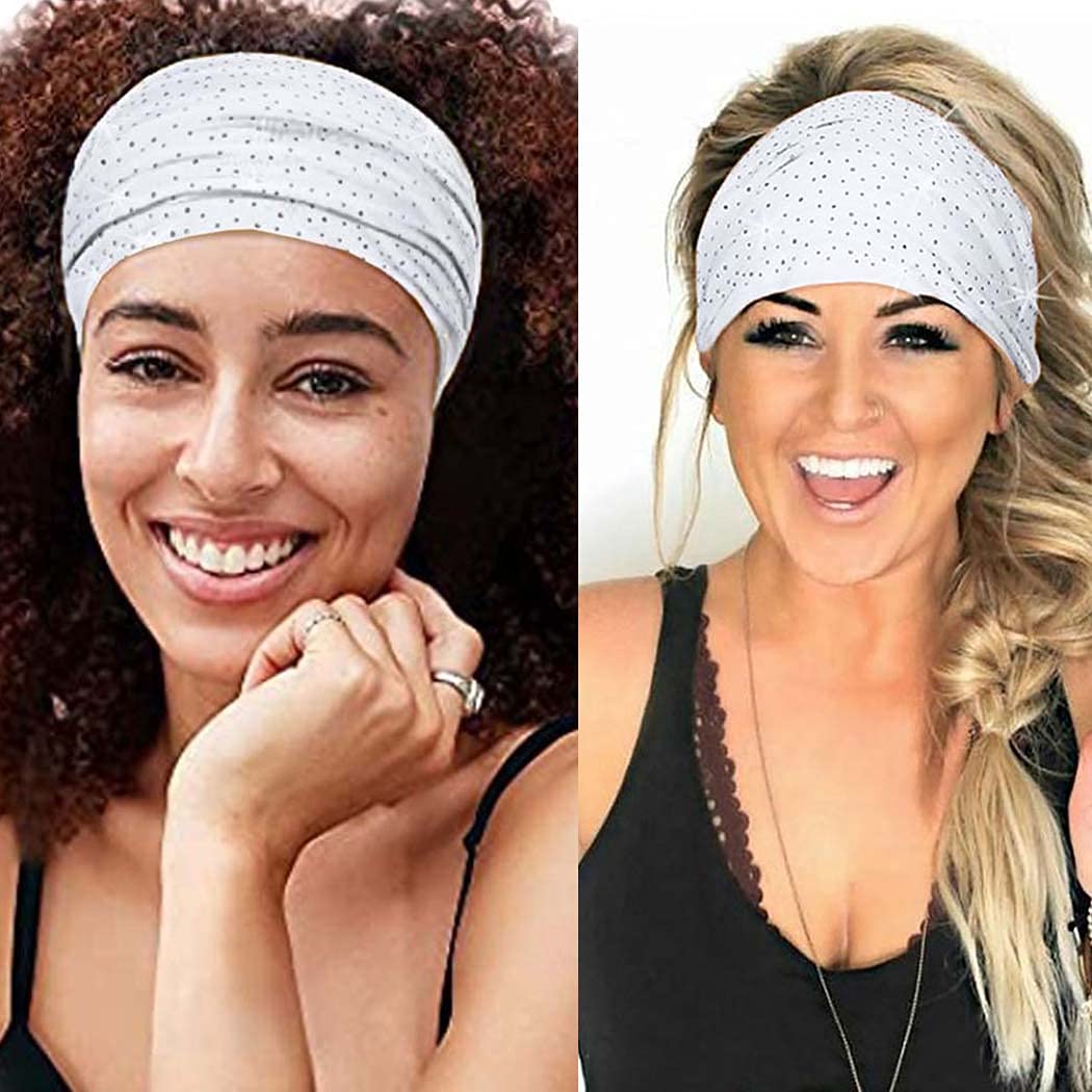 Cakure Crystal Wide Headbands Rhinestone Head Bands Black Turban Headband Elastic African Head Wraps Sport Hair Bands For Women