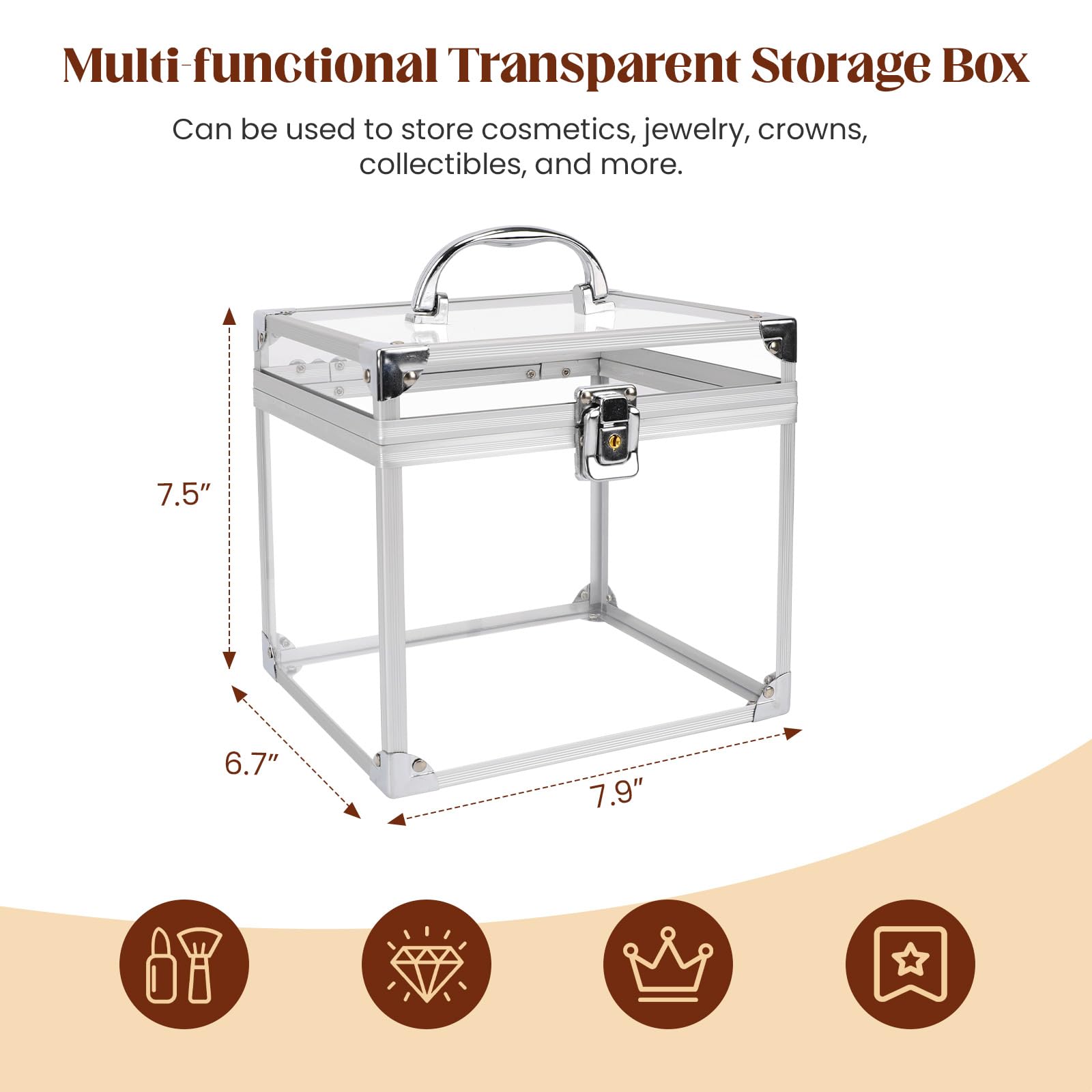 Donghome Crown Box, Clear Makeup Case,Cosmetic Organizer, Large Capacity Transparent Acrylic Artists Display Case For Vanity,Bat