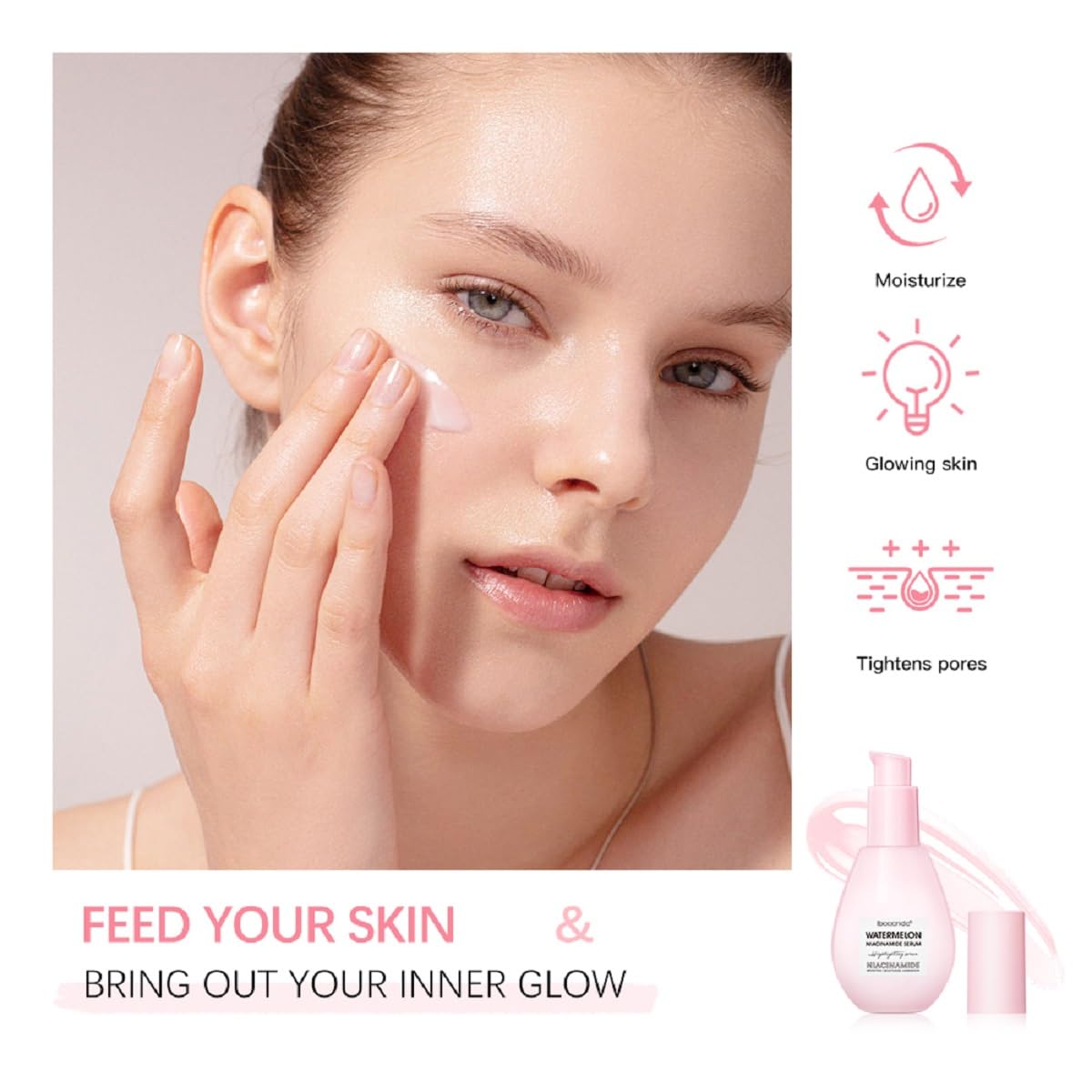 Watermelon Niacinamide Facial Serum,Pore Minimizer & Niacinamide Glow Serum,Makeup Primer,Lightweight Facial Serum & Priming Liq