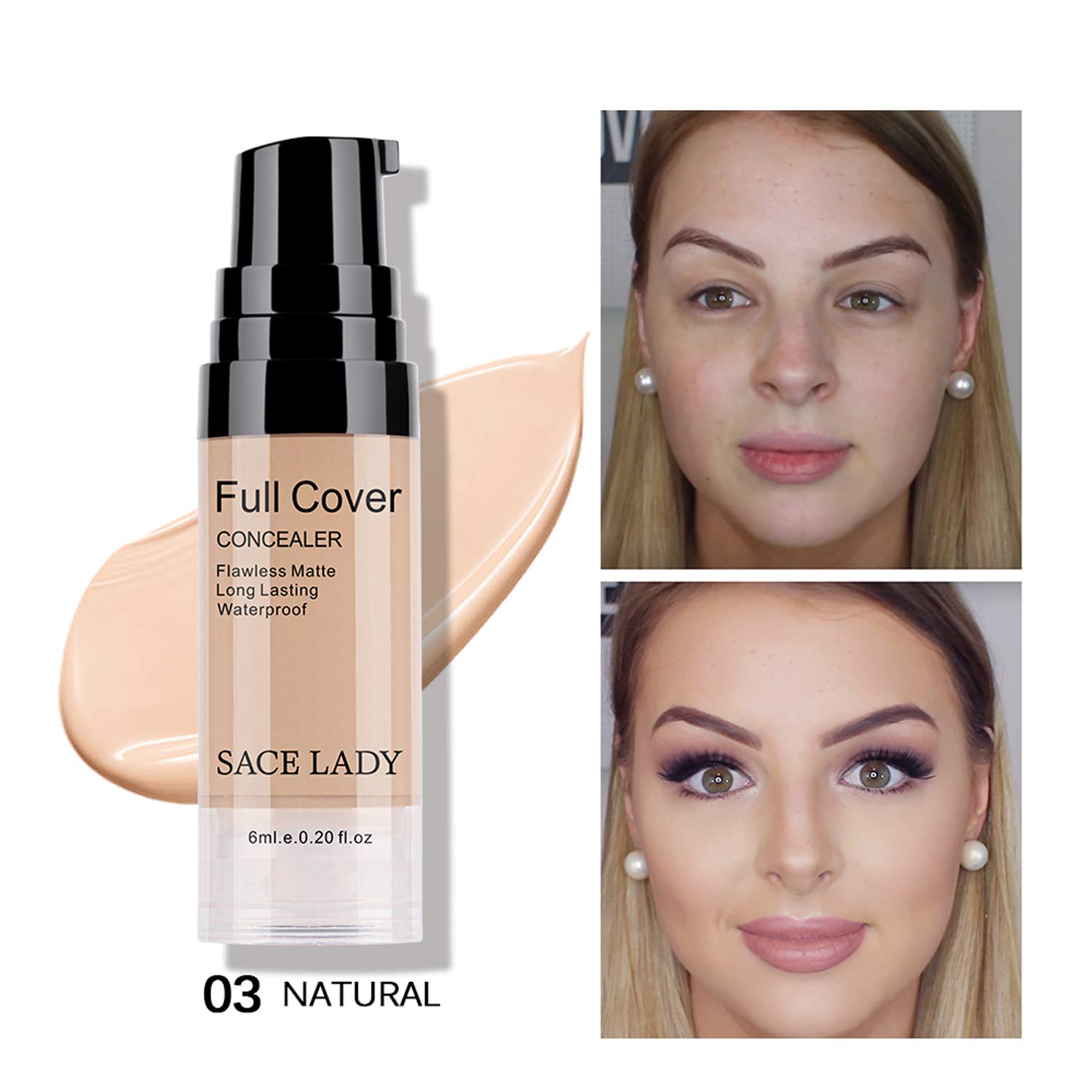 Pro Full Cover Liquid Concealer, Waterproof Smooth Matte Flawless Finish Creamy Concealer Foundation Corrector For Eye Dark Circ