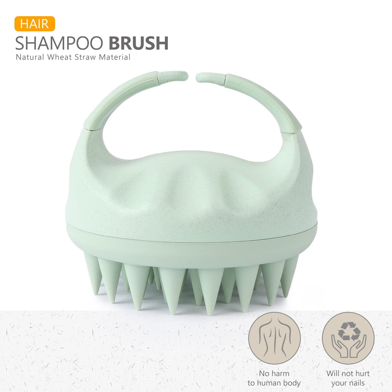 Sndyi Scalp Massager Shampoo Brush - Soft Silicone Bristles, Green, 2 Count for Dandruff Removal & Hair Growth
