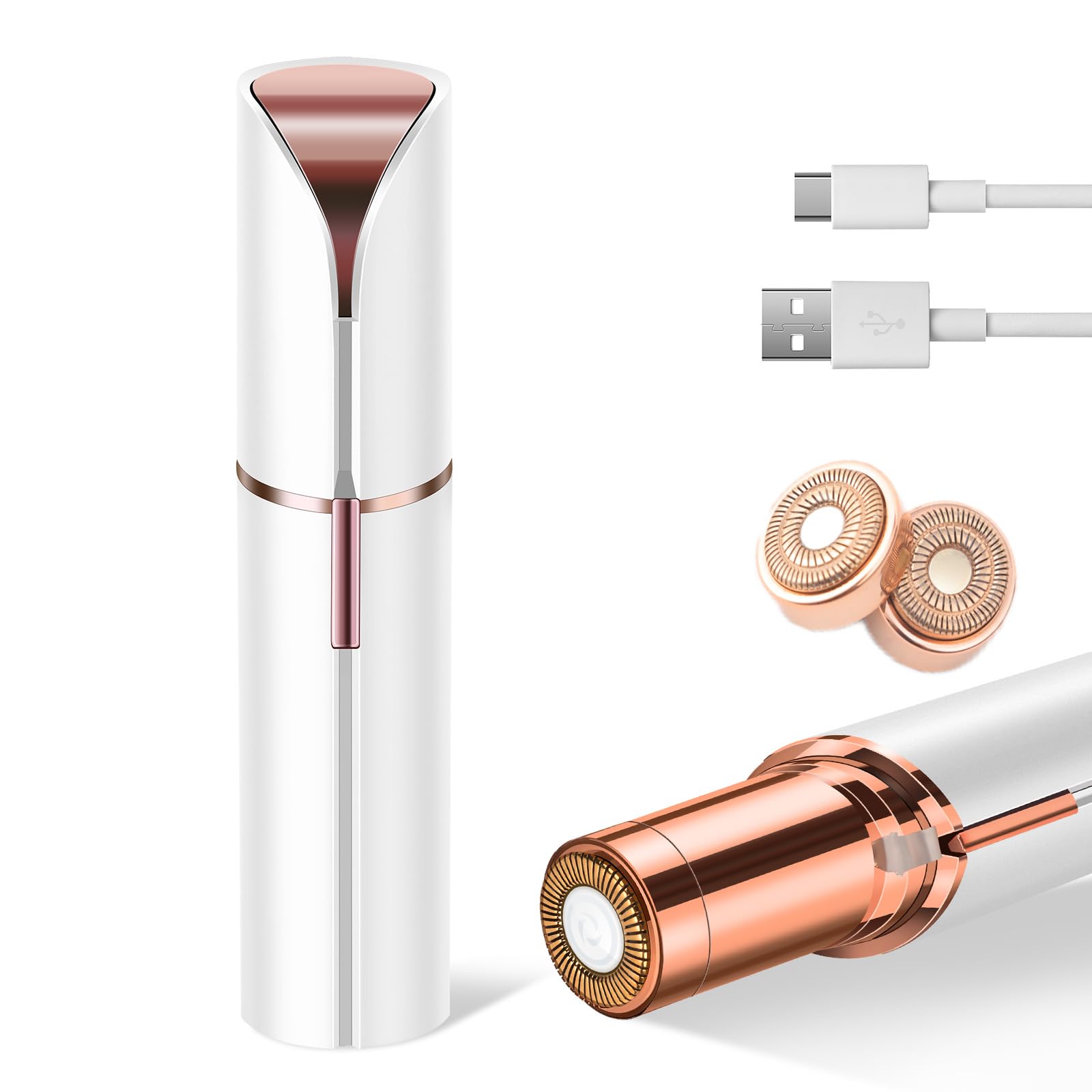 Facial Hair Remover for Women, Device, Remover Women Face, Finishing Touch Upper Lips, Chin & Cheeks, USB Rechargeable with LED 