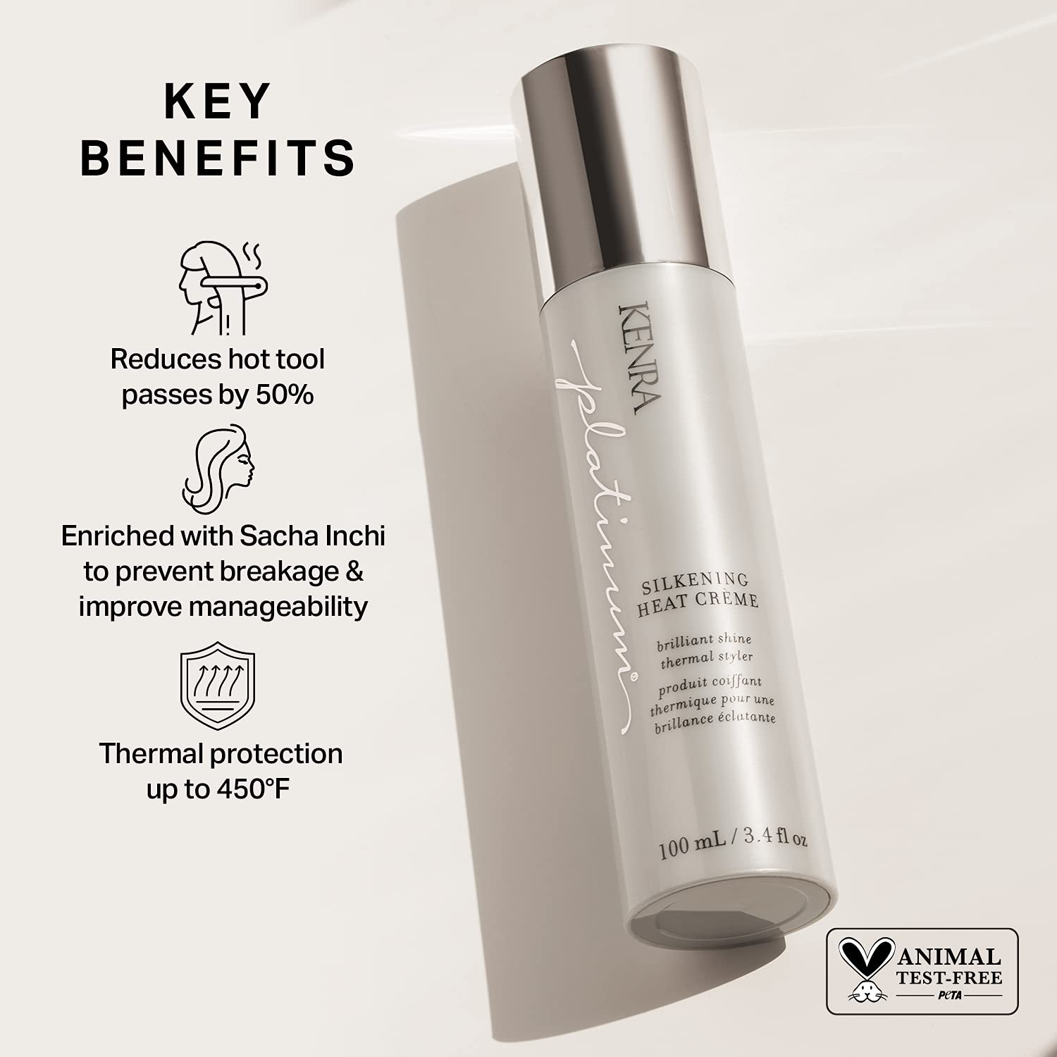 Kenra Platinum Silkening Heat Cr   Me | Brilliant Shine Thermal Styler | Reduces Hot Tool Passes By 50% | Prevents Breakage & Im