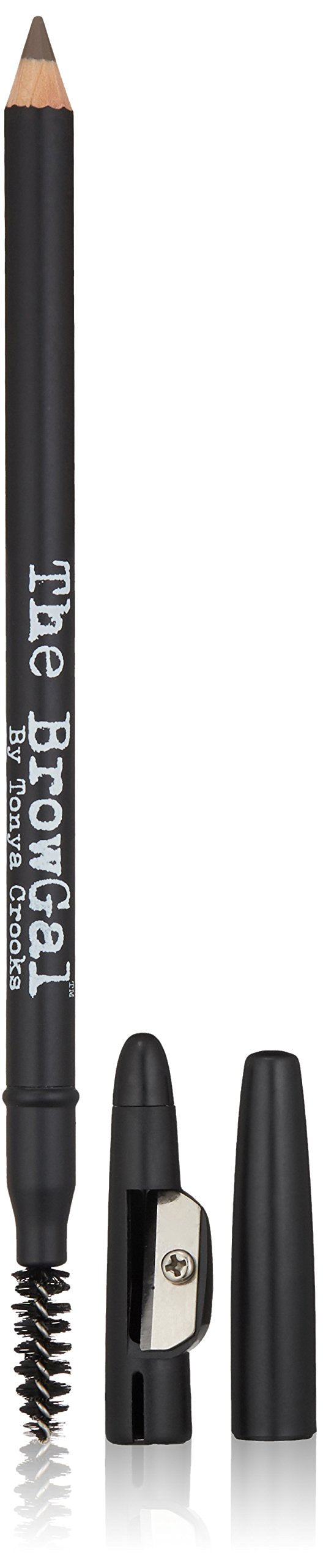 3 in 1, Skinny Eyebrow Pencil - 02 with Sharpener Cap & Spoolie Brush - Draws Tiny Brow Hairs & Fills in Sparse Areas & Gaps, Sh
