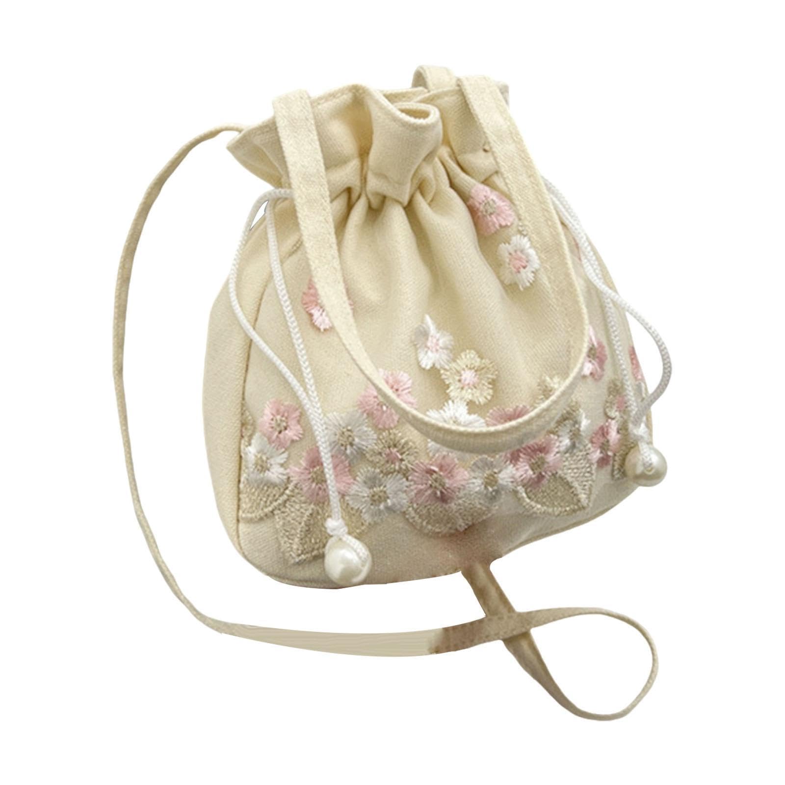 Atorse Women Shoulder Bag Cute Drawstring Bucket Handbag For Celebration Women Gift Pink