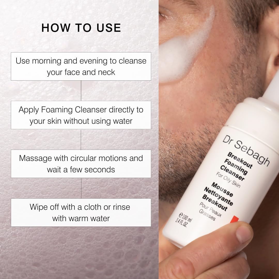 Dr Sebagh - Breakout Foaming Cleanser - Clears Blemishes & Breakouts, Purifies Skin, Reduces Irritation, Controls Oil, Removes M