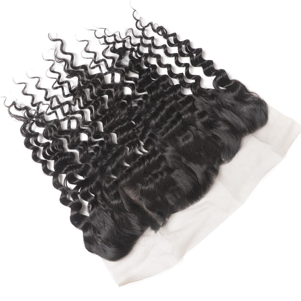 Odir 13X4 Lace Frontal Deep Wave Human Hair 180% Density Unprocessed 9A Deep Curly Virgin Hair 13X4 Ear To Ear Lace Closure Fron