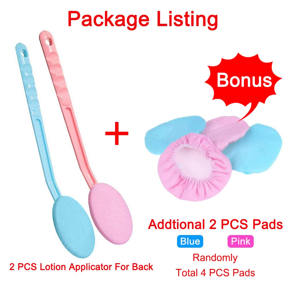 2 PCS Body Lotion Applicator Back Washer for Shower, Eyxformula Long Handle Self Tanning Back Applicator Back Lotion Applicators