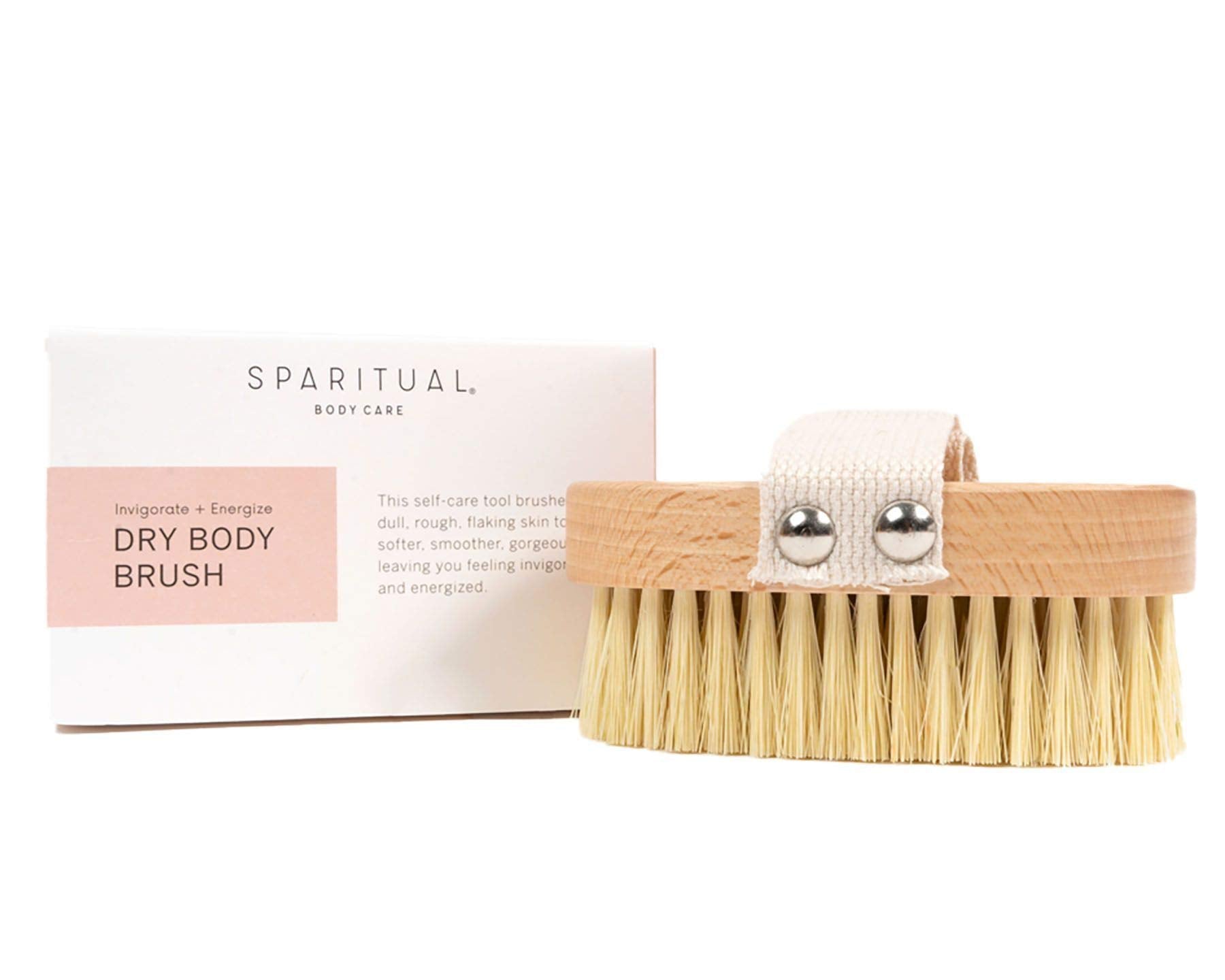 SPARITUAL Dry Brush for Cellulite and Lymphatic Health | Ergonomic Dry Brushing Body Brush Made with Sisal Hemp Bristles, FSC Ce