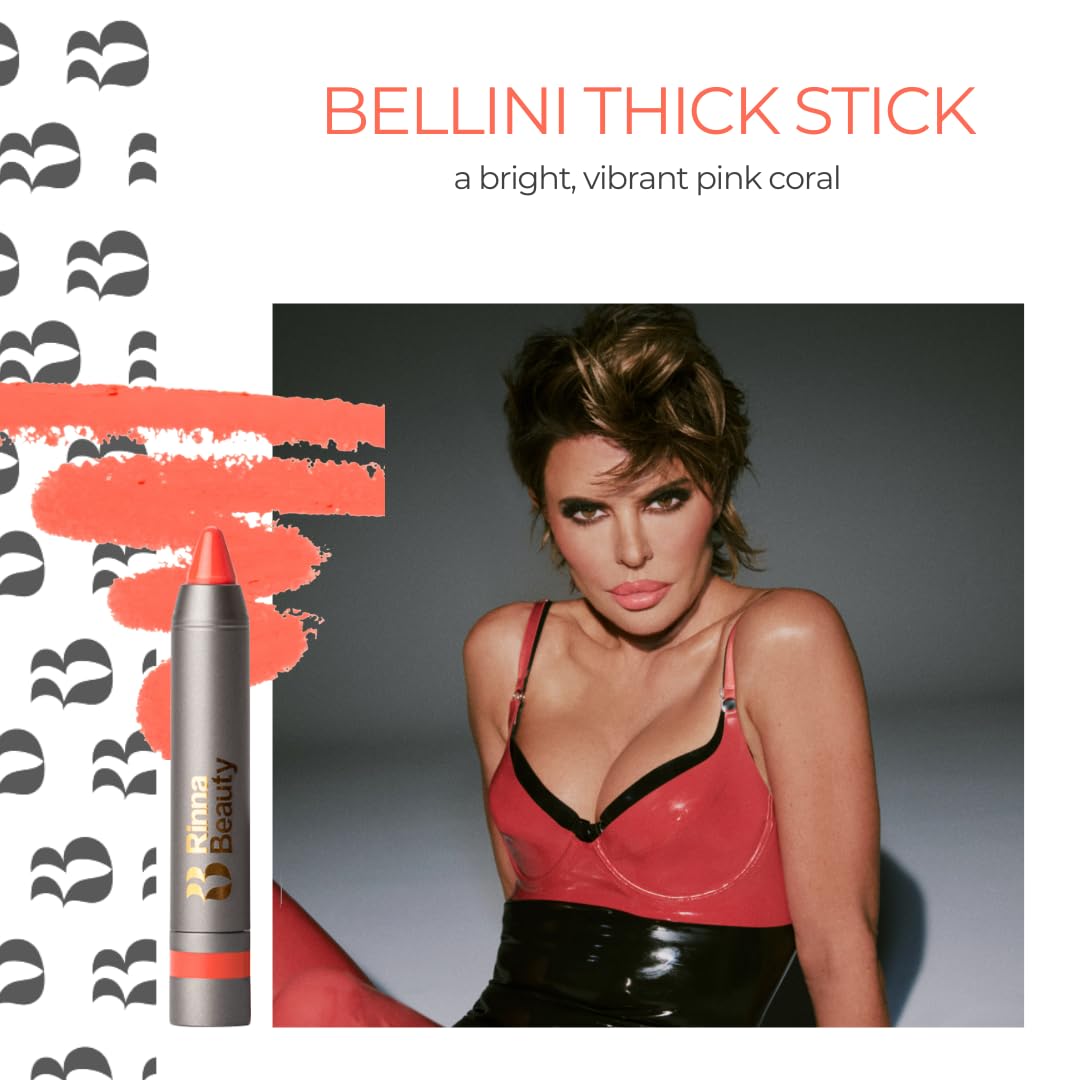 Rinna Beauty Thick Stick Lip Crayon - Bellini - Long Lasting Lipstick, Moisturizing Creamy Formula W/Hydrating Oils & Extracts,