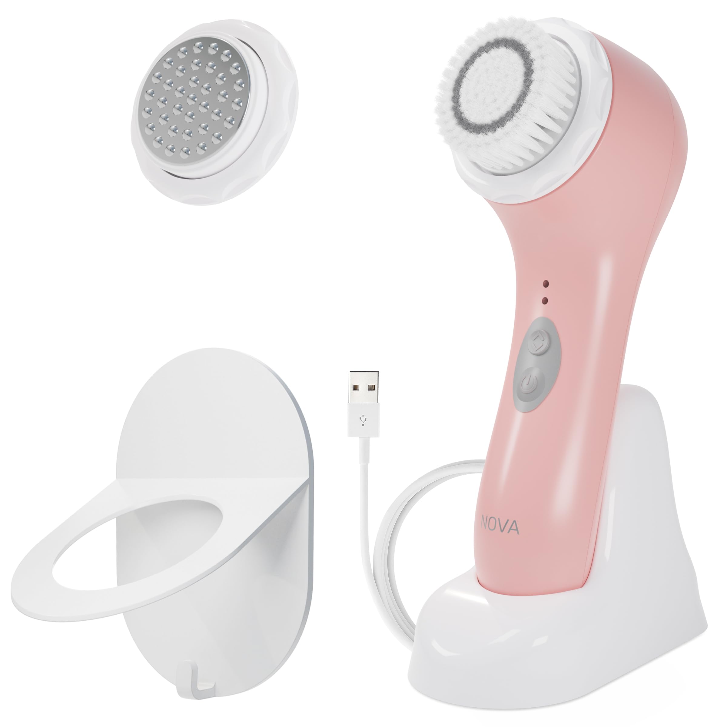 Spa Sciences  NOVA  Sonic Cleansing Brush with Bristles & Infusion System  AntiAging Facial Exfoliating, Waterproof, and USB