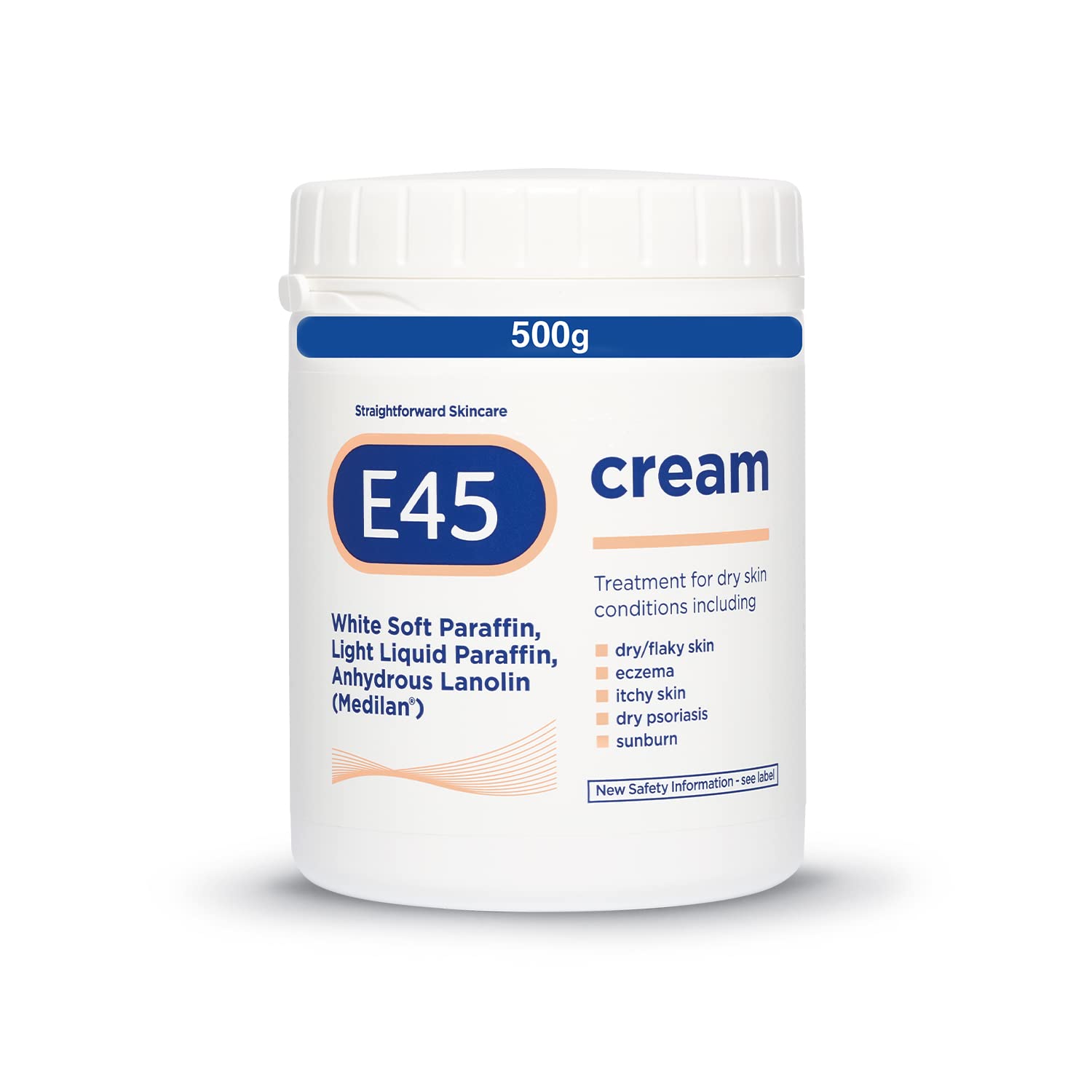 E45 cream 500 g Tub - Moisturiser for Dry Skin and Sensitive Skin - Emollient Body cream to Soothe Dry and Irritated Skin - Itch