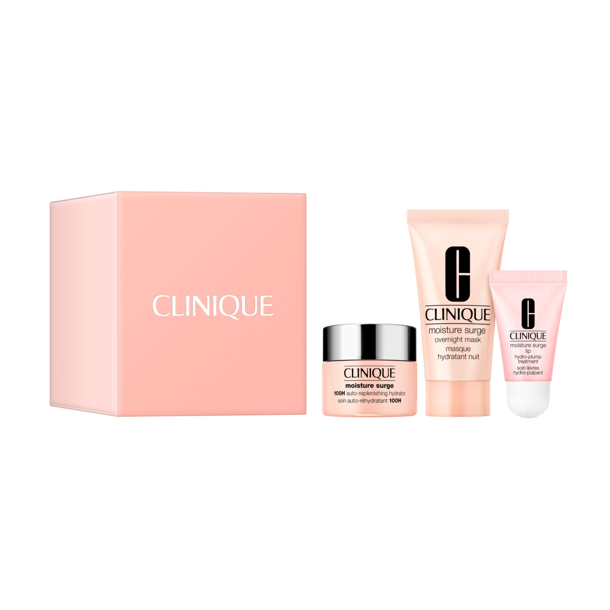 Clinique Hydration Heroes Set | Moisture Surge 100H Moisturizer, 0.5 Fl Oz | Moisture Surge Overnight Mask, 1 Fl Oz | Moisture S