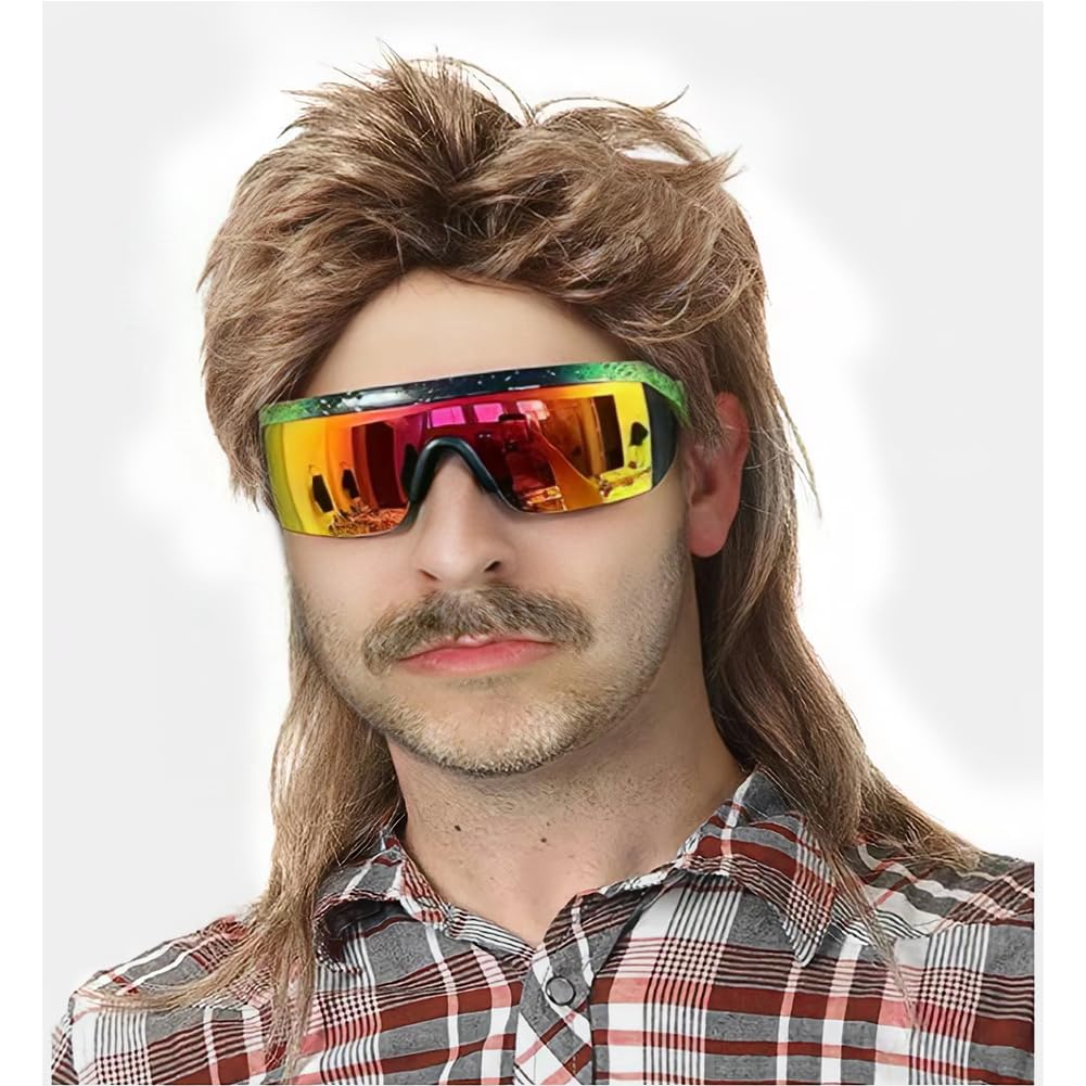 Traqur Mullet Wigs for Men Joe Dirt Emo Wig 80s 90s Costumes Fancy Party Accessory Cosplay Wig Halloween Man x (Light Brown)