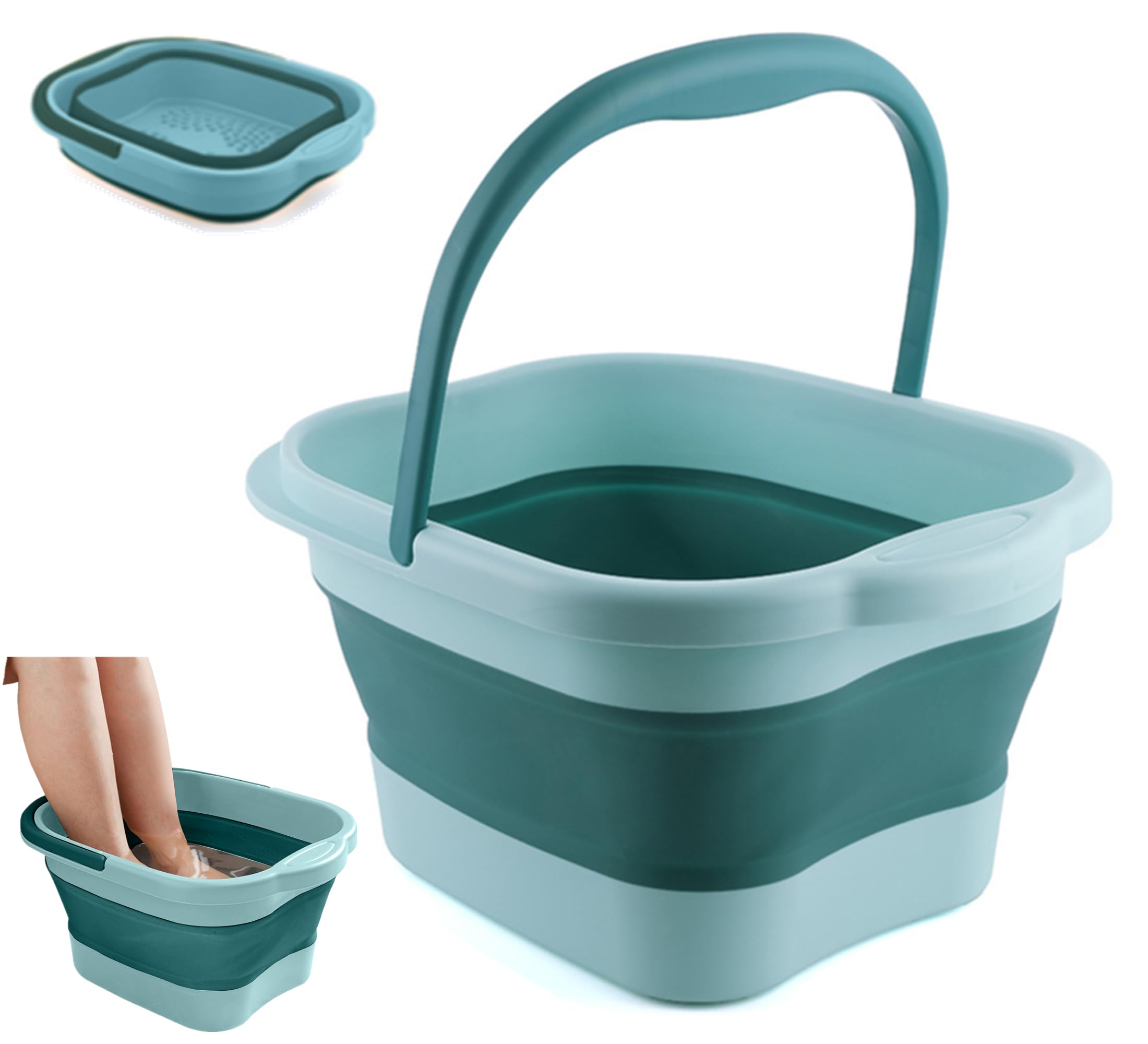 Dorosun Collapsible Foot Bath Soak Tub With Handle, Plastic Foldable Feet Spa Soaking Basin Bucket With Massager Acupoint For Wa