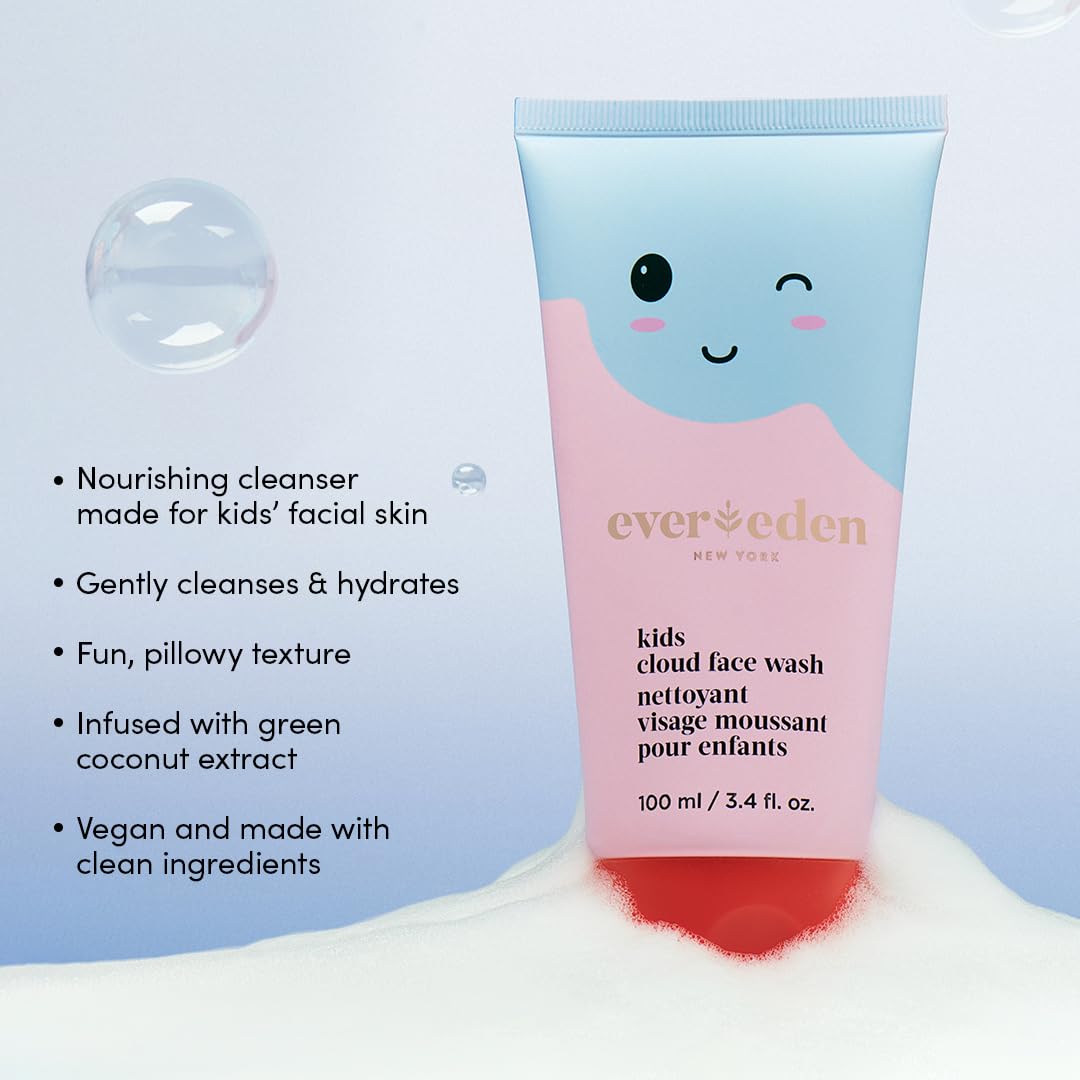 Evereden Kids Cloud Face Wash: Tropical Sorbet, 3.4 Fl Oz | Creamy & Fun Skin Care For Kids | Easy-To-Use Kids Face Wash | Non-T