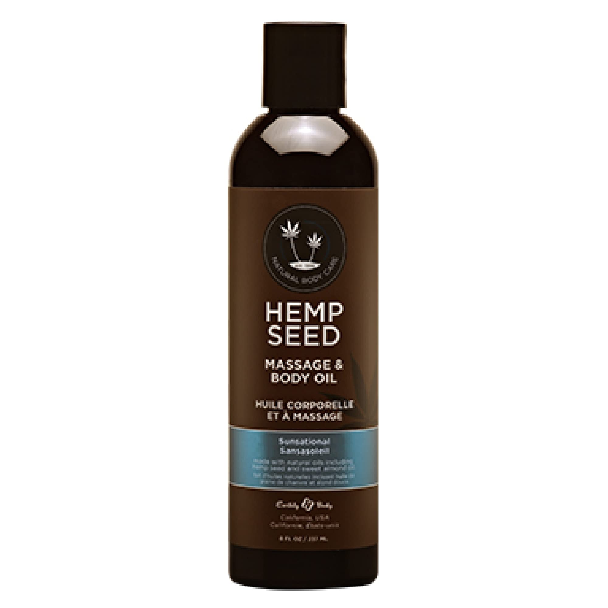 Hemp Seed Massage & Body Oil, Sunsational Scent - 8 fl. oz. - Nourishing, Moisturizing Massage Oil - Hemp Seed, Apricot, Grapese