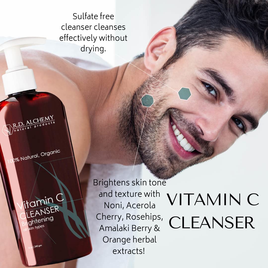 RD Alchemy - Natural & Organic Vitamin C Cleanser. Sulfate free cleanser brightens skin tone and texture as it cleanses skin fro