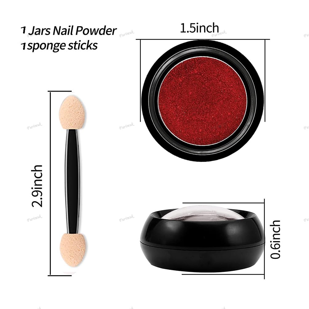 Red Chrome Nail Powder Mirror Effect Aurora Magic Metallic Glitter For Nails Art Design 3D Holographic Red Pigment Dust Decorati