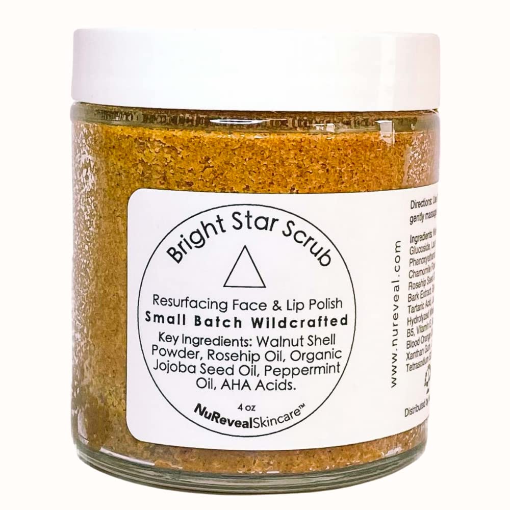 NuReveal Bright Star Scrub Face and Lip Polish  Provides Radiant and Hydrated Skin, Natural and SulfateFree, Minimizes Scars, 