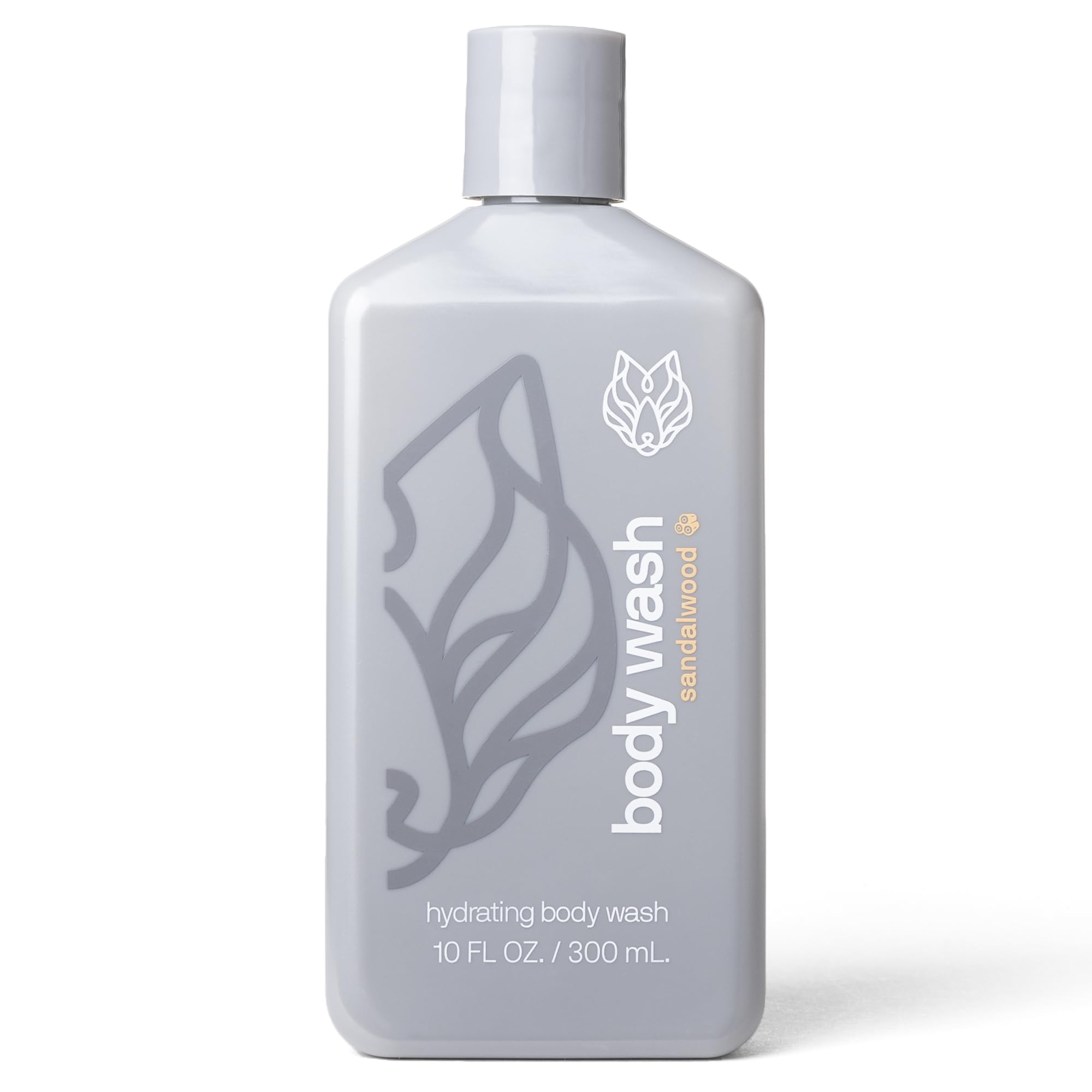 Black Wolf Hydrating Body Wash for Men, Sandalwood - Mens Moisturizing Bodywash for Dry, Dehydrated, & Sensitive Skin - Hyaluron