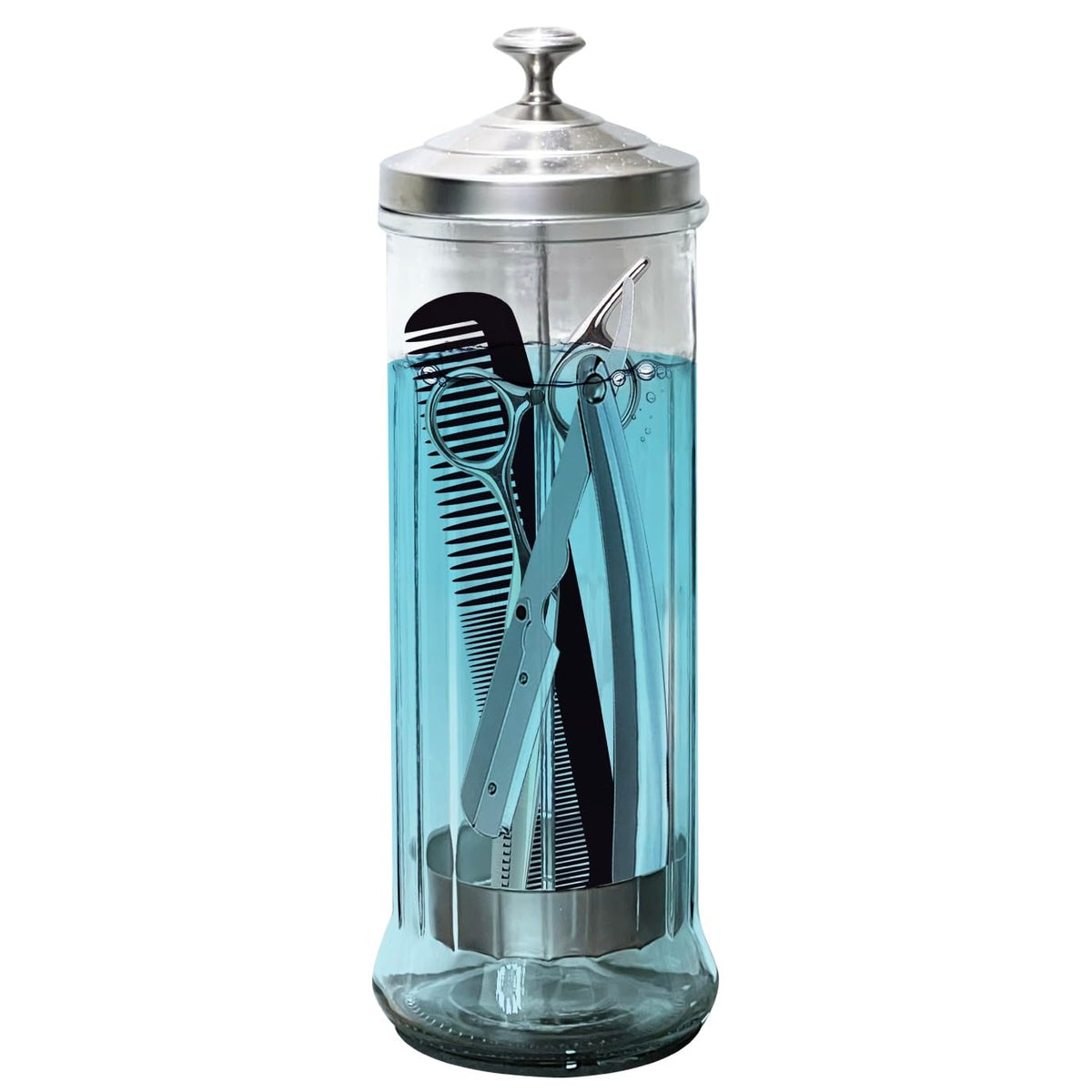 AMERICAN HAWKS 35 Oz Barber Disinfectant Jar Desinfectante Jar Sterlizer Jar Barber Jar Glass Manicure Containers Sanitizer Salo