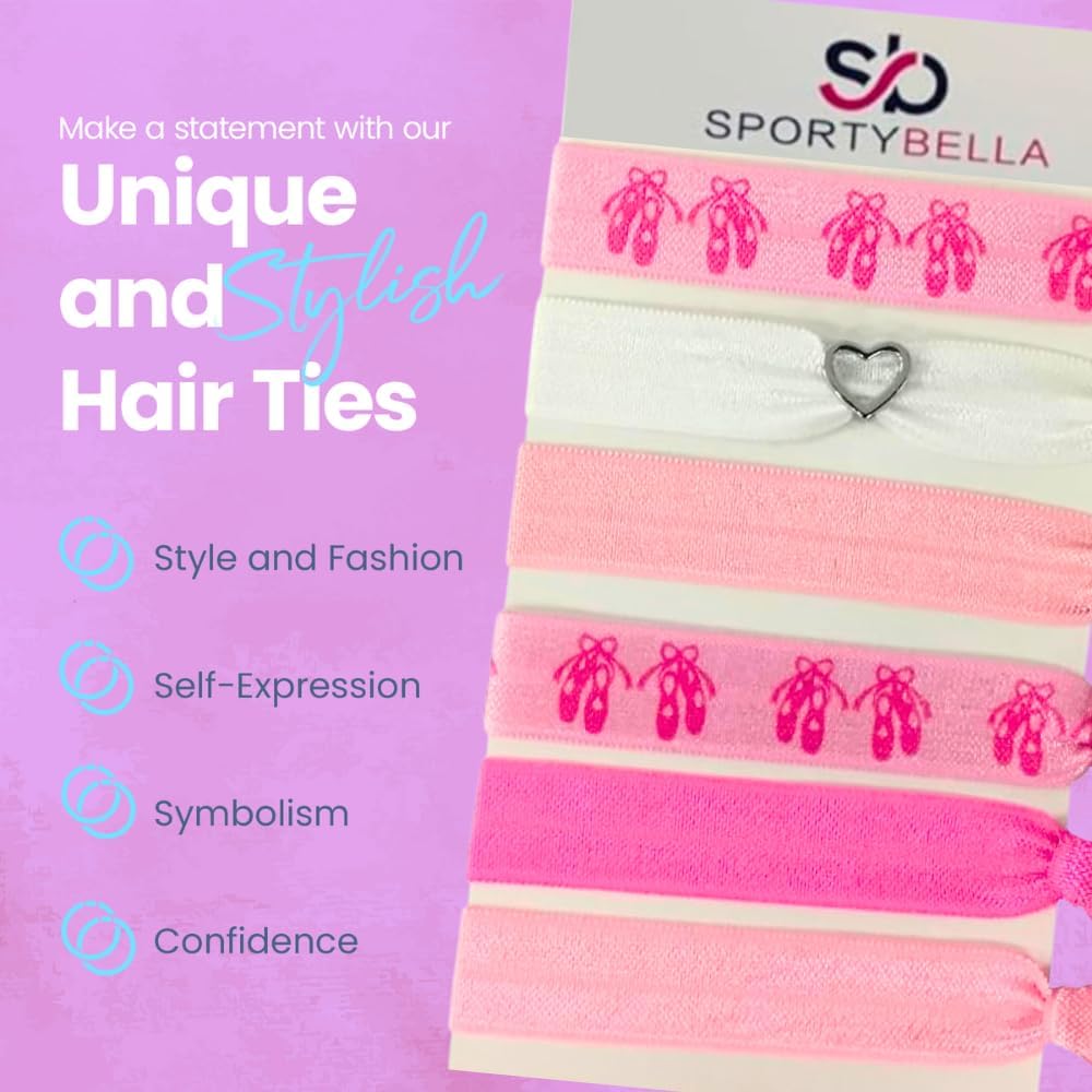 Infinity Collection Dance Hair Ties (Pink)- Ballerina Hair Accessories for Girls. No Crease Girls Hair Elastics. Elastic Hair Ti