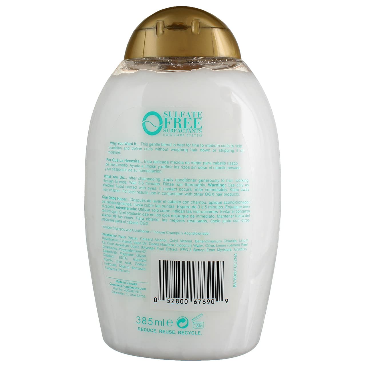 Ogx Conditioner Coconut Fine Curls 13 Ounce (Pack of 3)