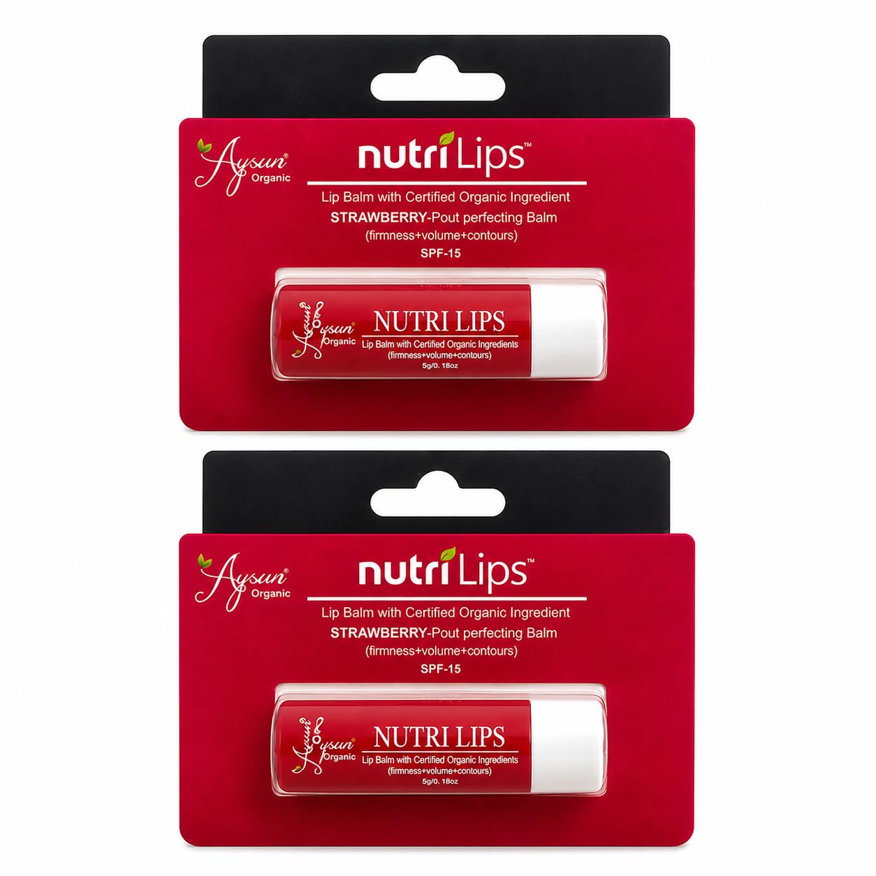 Aysun Organic Strawberry Nutri Lips, Pout Perfecting Lip Blam For Dry & Chapped Lips,Vitamin E & Cocoa Butter | Combo Pack Of 2