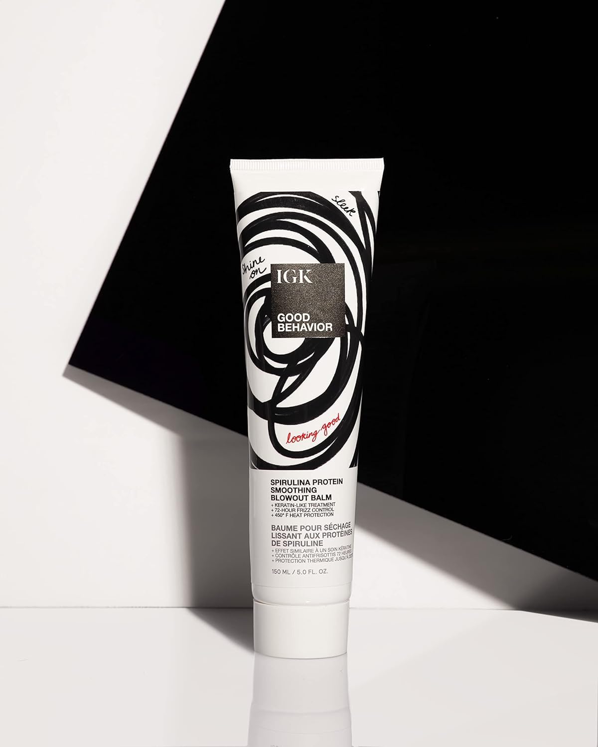 IGK GOOD BEHAVIOR Spirulina Protein Smoothing Spray + Anti-Frizz Smoothing Blowout Balm | Keratin Like Treatment + Frizz Control