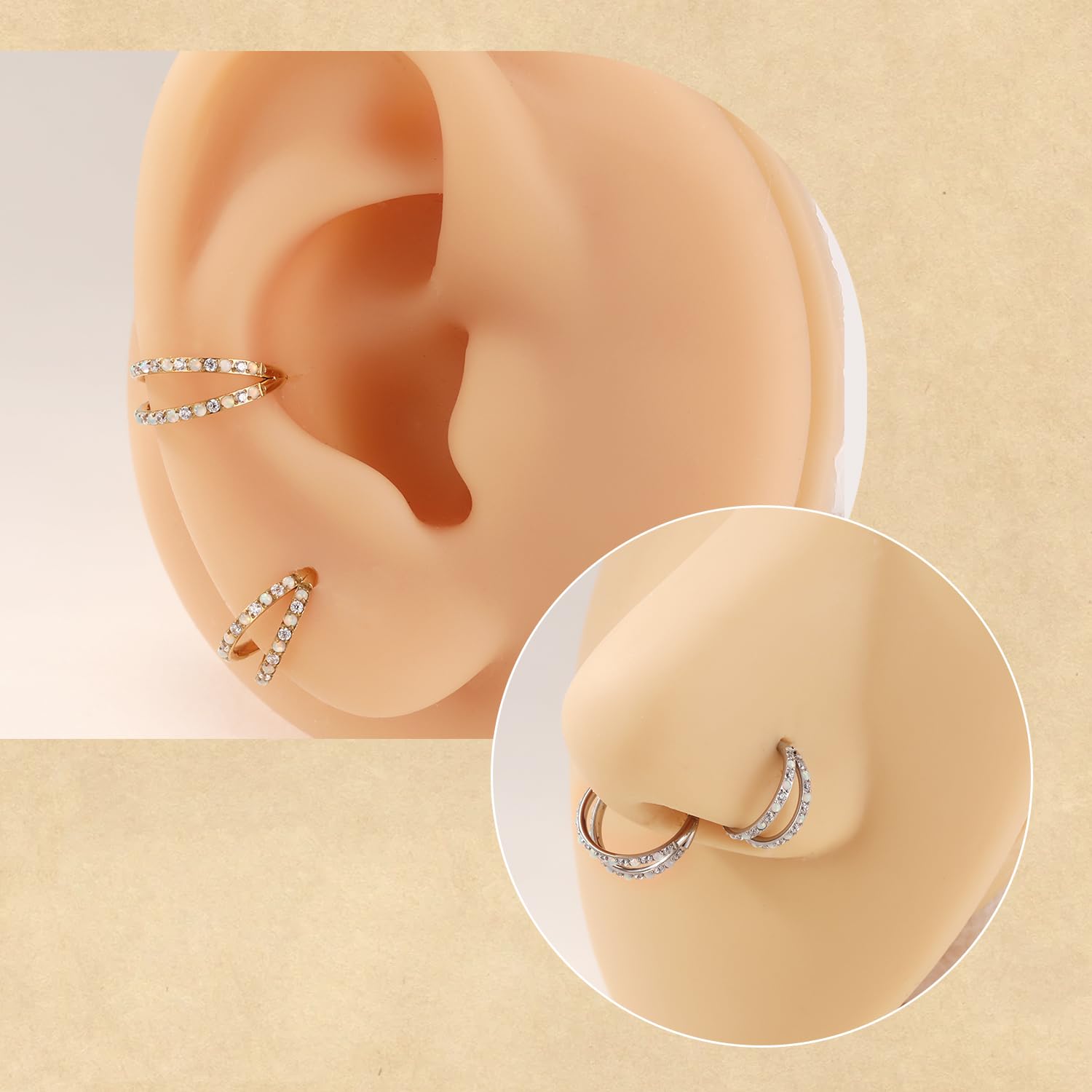 FUNLMO Double Septum Nose Ring 16G Helix Daith Cartilage Conch Lobe Piercing Jewelry Septum Jewelry Cartilage Earring Hoop Surgi
