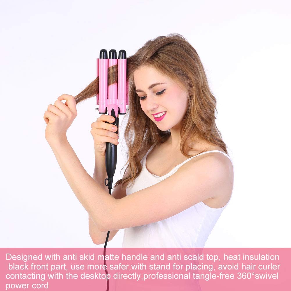 Wavy Hair Curler,Hair Curling Roll Ceramic Iron,Temperature Adjustable Portable 3 Barrels 4 Size Iron Wand Curler Diy Curly Hair