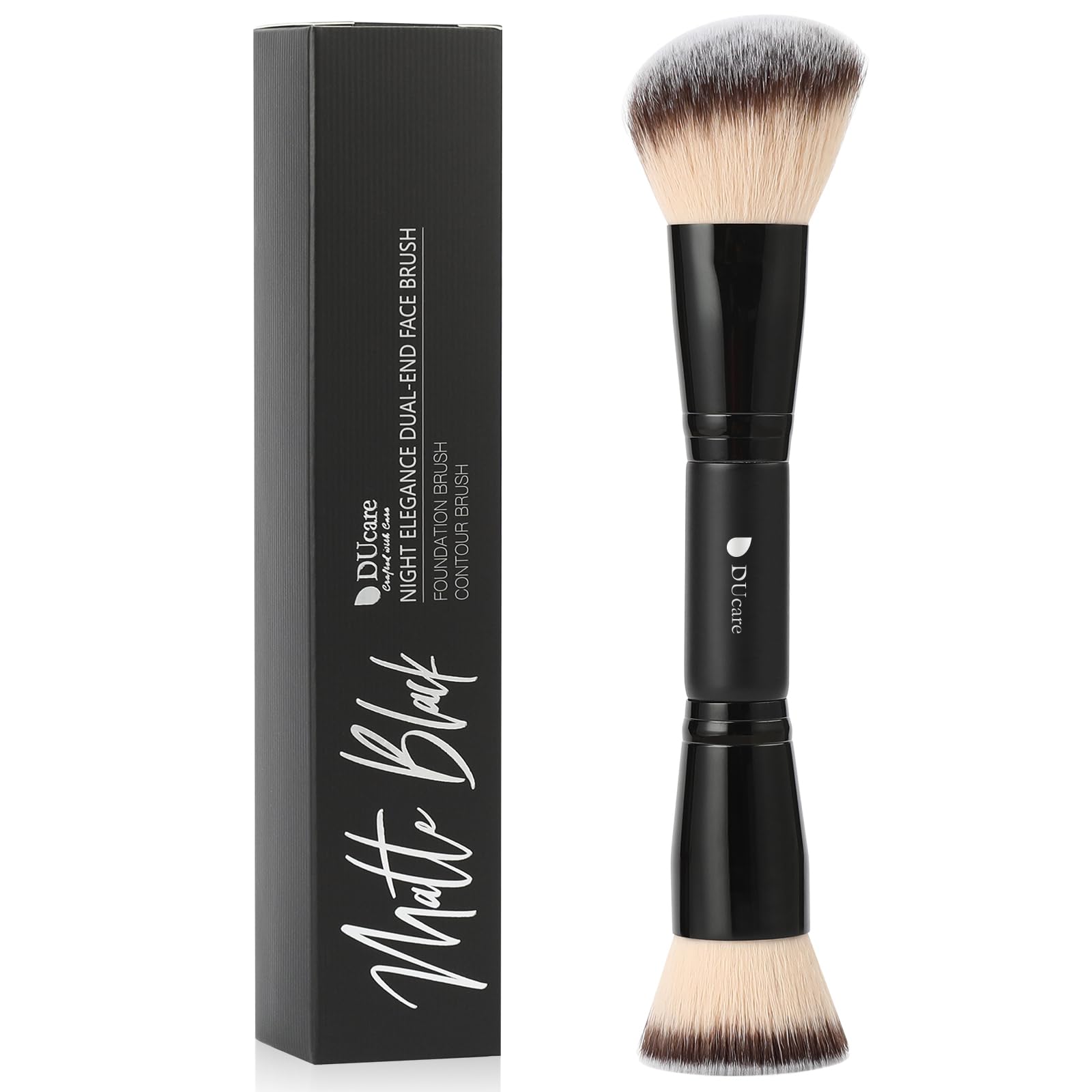 Ducare Foundation Brush Contour Bronzer Double Ended Makeup Brush For Blending Liquid Powder Concealer Cream Blush Buffe Black