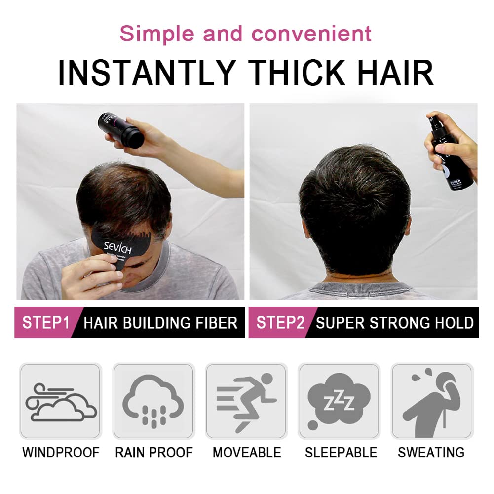 SEVICH Hair Fibers for Thinning Hair, Hair Building Fibers Instantly Thicker & Fuller Look,Hair Powder for Men & Women 25g Aubur