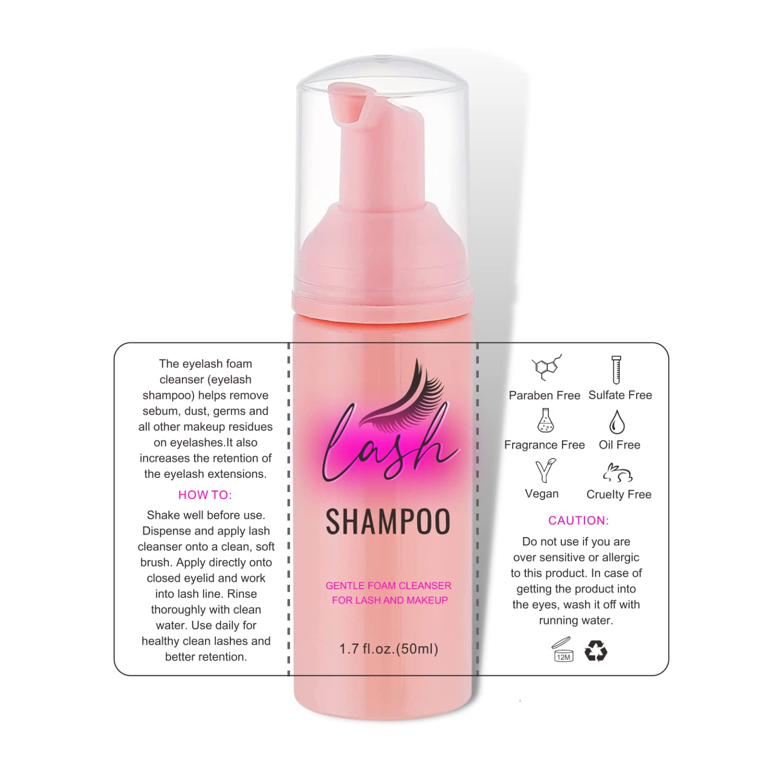 Lash Shampoo Label Stickers For Bottle 50Pcs Eyelash Extensions Bath Wash Labels For Foam Pump Dispenser (4 * 2.4 '', Clear)