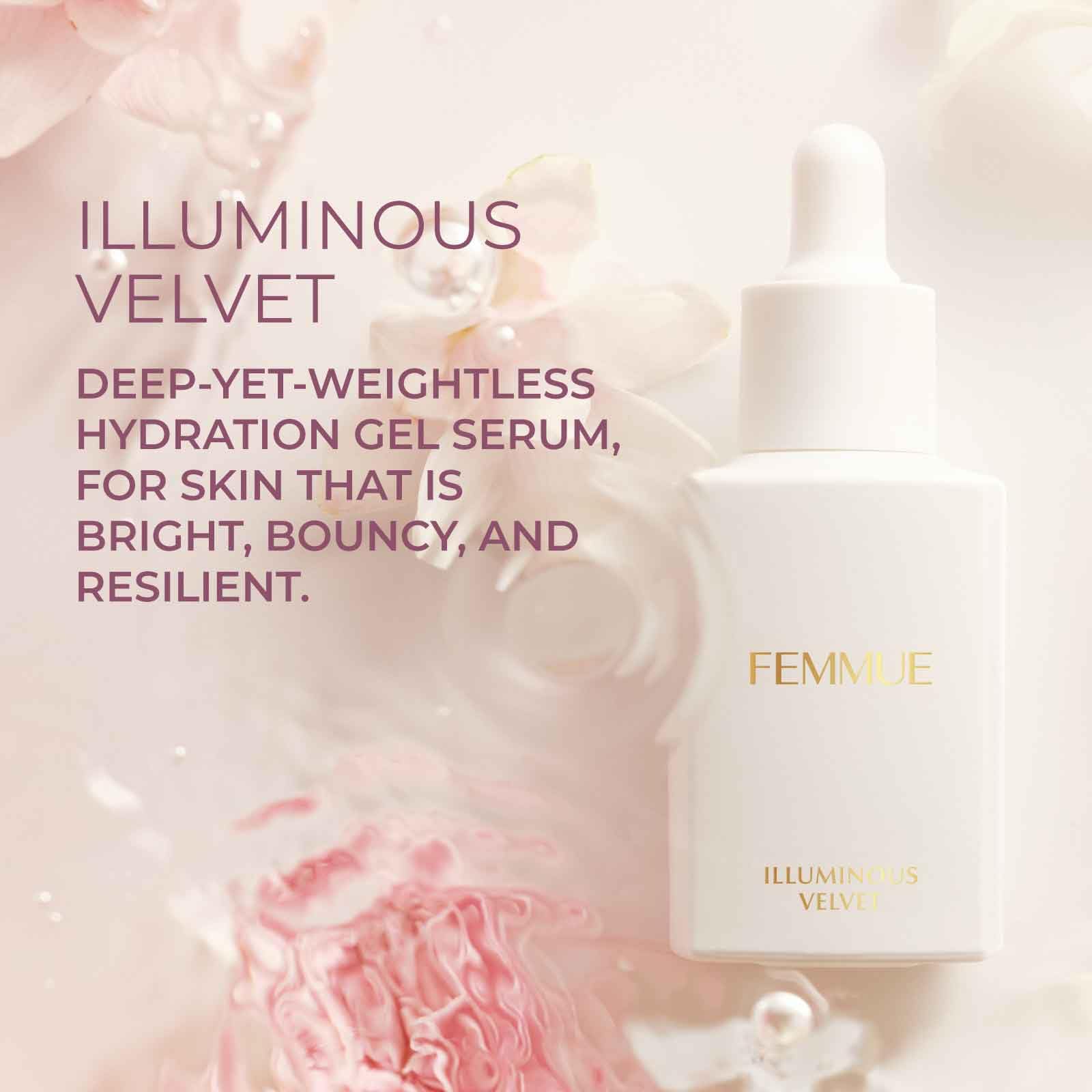 FEMMUE Illuminous Velvet Hydrating Face Serum (1 oz) | Lightweight Gel Serum | Daily Deep Hydration for Smooth Skin Texture | Ko