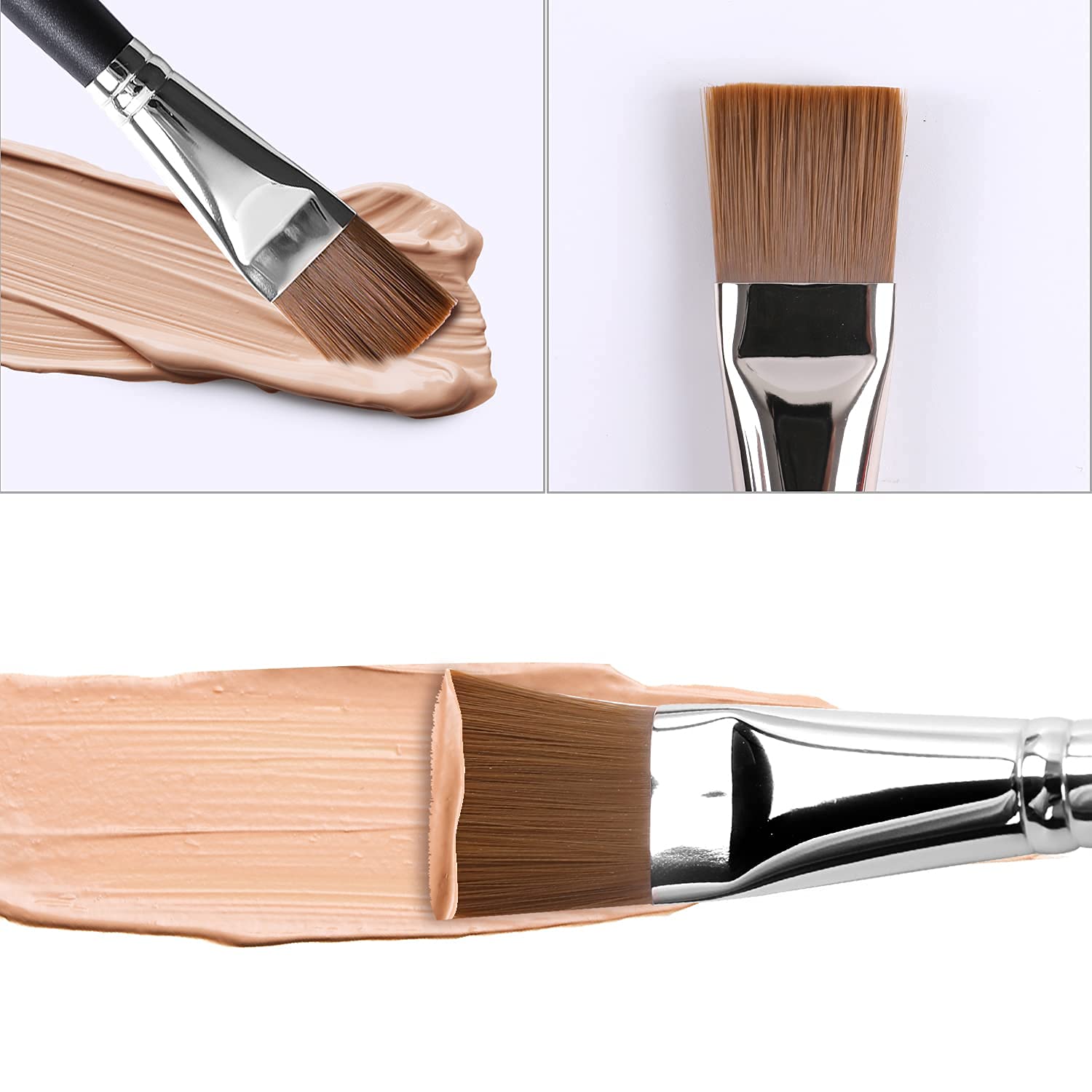 Energy Square Foundation Brush For Liquid Cream Makeup Professional Flat Face Mask Brush For Facial Premium Soft Synthetic Conto