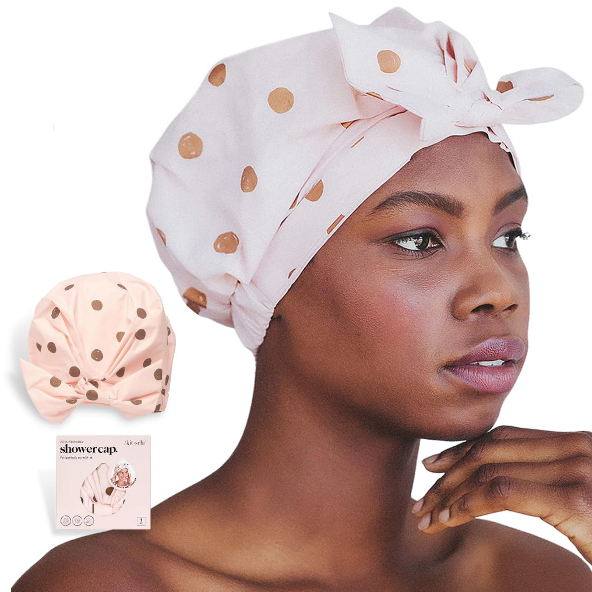 Kitsch Luxury Shower Cap For Women Waterproof - Reusable Shower Cap  Hair Cap For Shower  Holiday Gift  Waterproof Hair Shower C