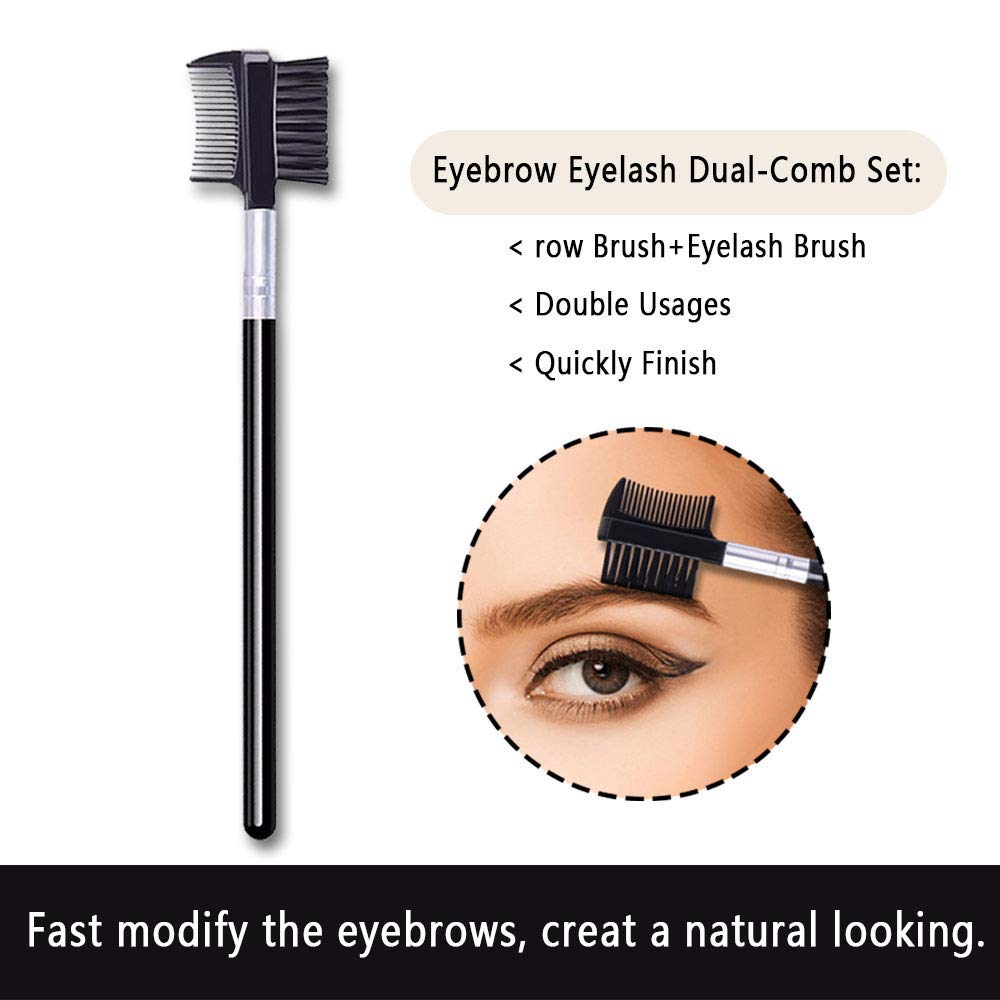 LOOKSEVEN Eyelash Comb and Eyebrow Brush - Metal, Black, 1 Count (Pack of 1) Makeup Tool for Eyelash Extensions
