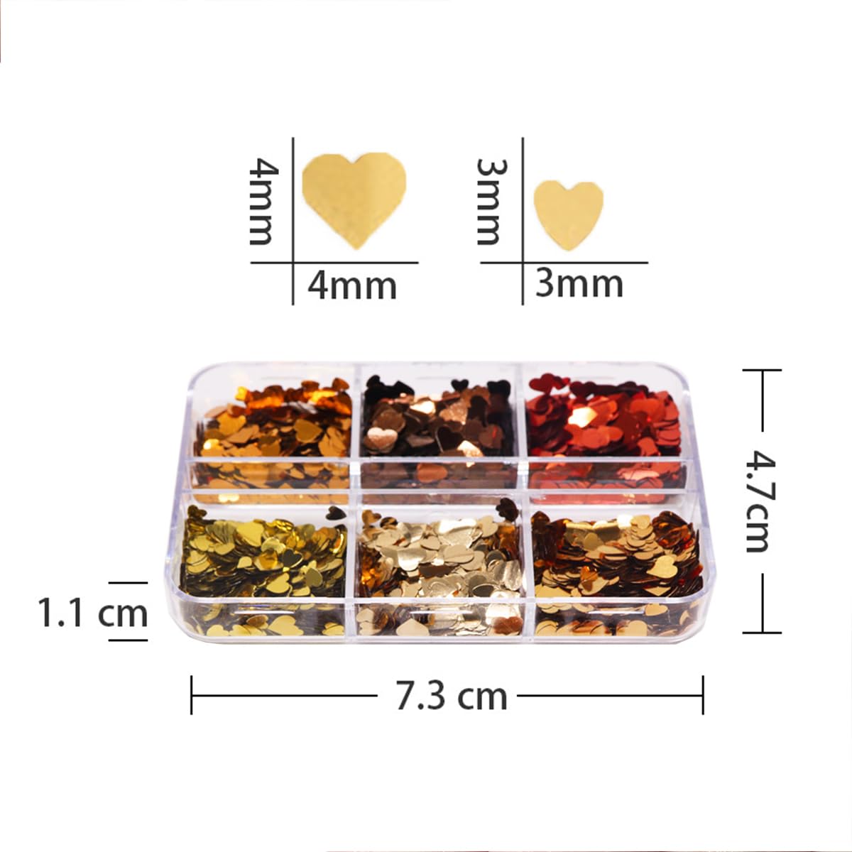 6 Grids Heart Nail Art Glitters Valentine'S Day Nail Sequins 3D Holographic Heart Love Nail Glitter Flakes Confetti Valentines N