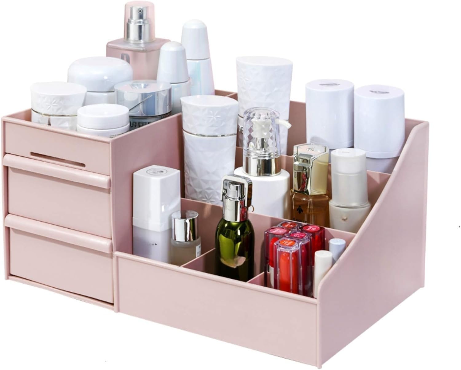 Simbuy Makeup Organizer for Vanity- Bathroom Countertop Cosmetics Organizer with Drawers for Lipstick, Brushes, Lotions, Eyeshad