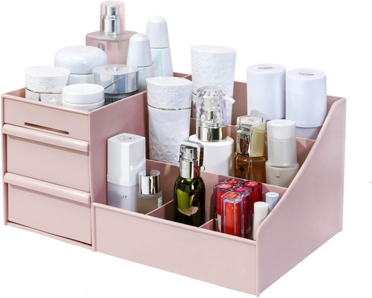 Simbuy Makeup Organizer For Vanity- Bathroom Countertop Cosmetics Organizer With Drawers For Lipstick, Brushes, Lotions, Eyeshad