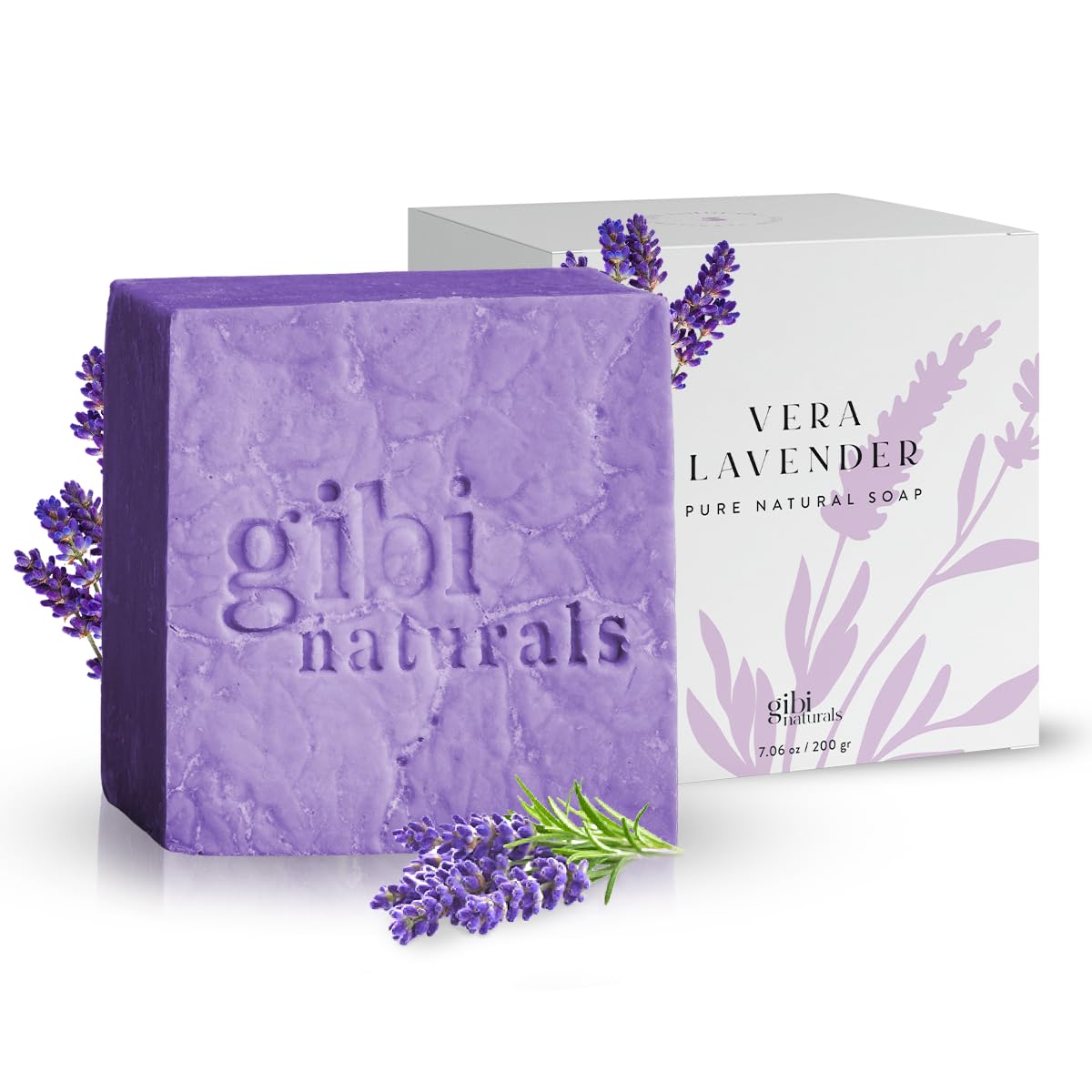 Gibi Lavender Soap Bar - 7.06 Oz Moisturizing Lavender Soap For Face & Body - Hydrates & Revitalizes Skin - Pure Natural Lavende