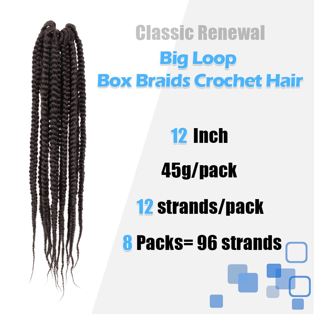 Bohobabe Box Braids Crochet Hair 12 Inch 8 Packs Prelooped, Medium Short Brown Knotless Crochet Box Braiding Hair (4#)