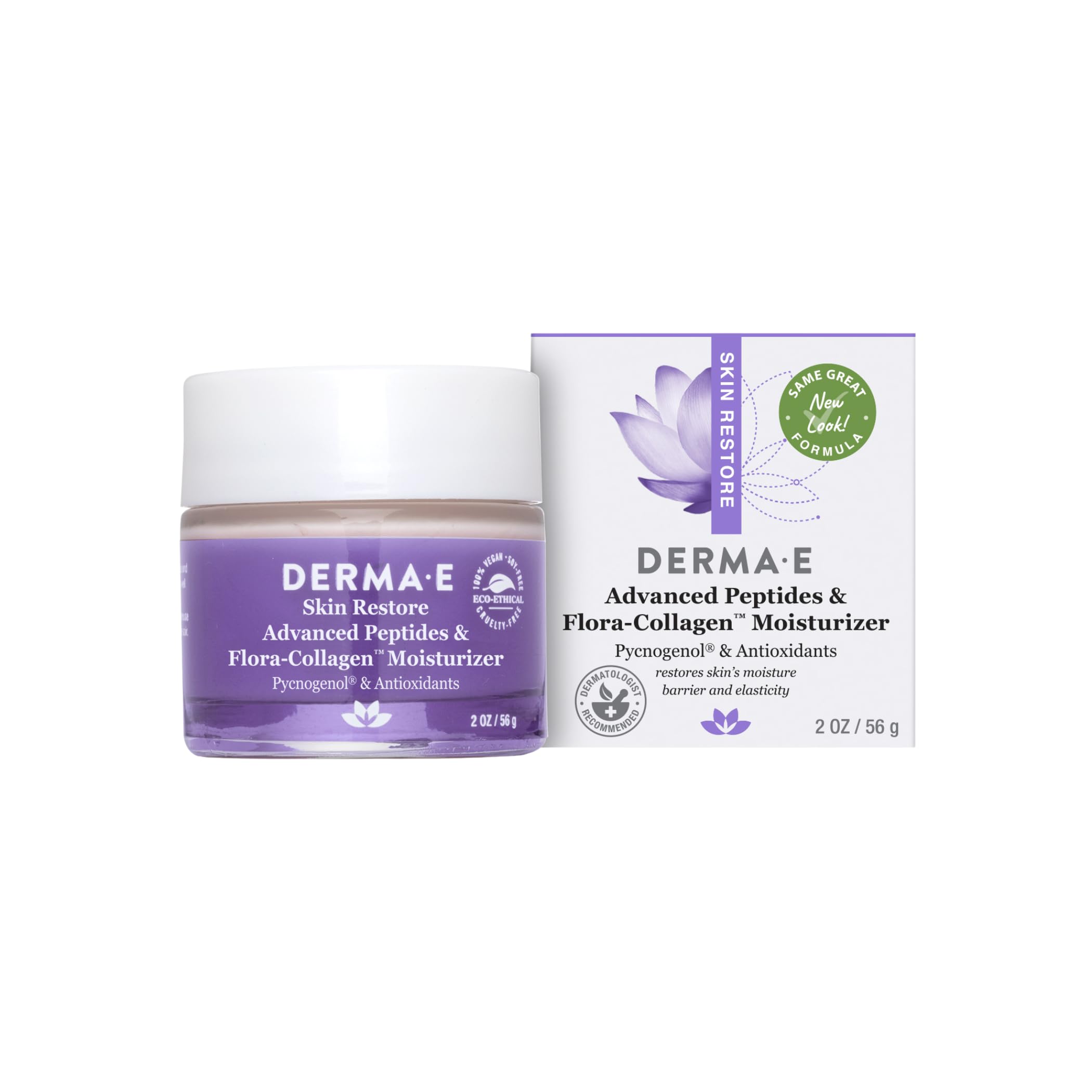 Derma E Advanced Peptides and Collagen Moisturizer - Double Action Collagen Face Cream with Peptide Complex - Intense Moisture D