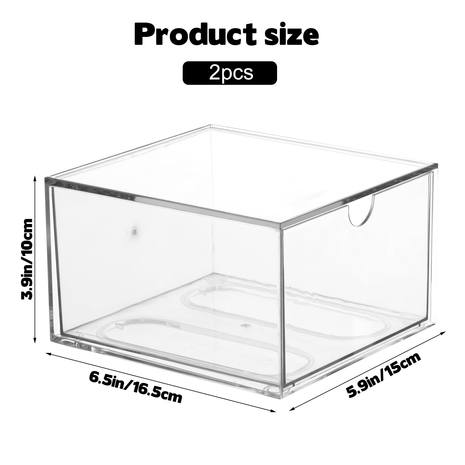 Rainmae 2 Pack Disposable Face Towel Holder, Face Towel Storage Box, Stackable Clear Makeup Organizer with Drawer for Clean Skin